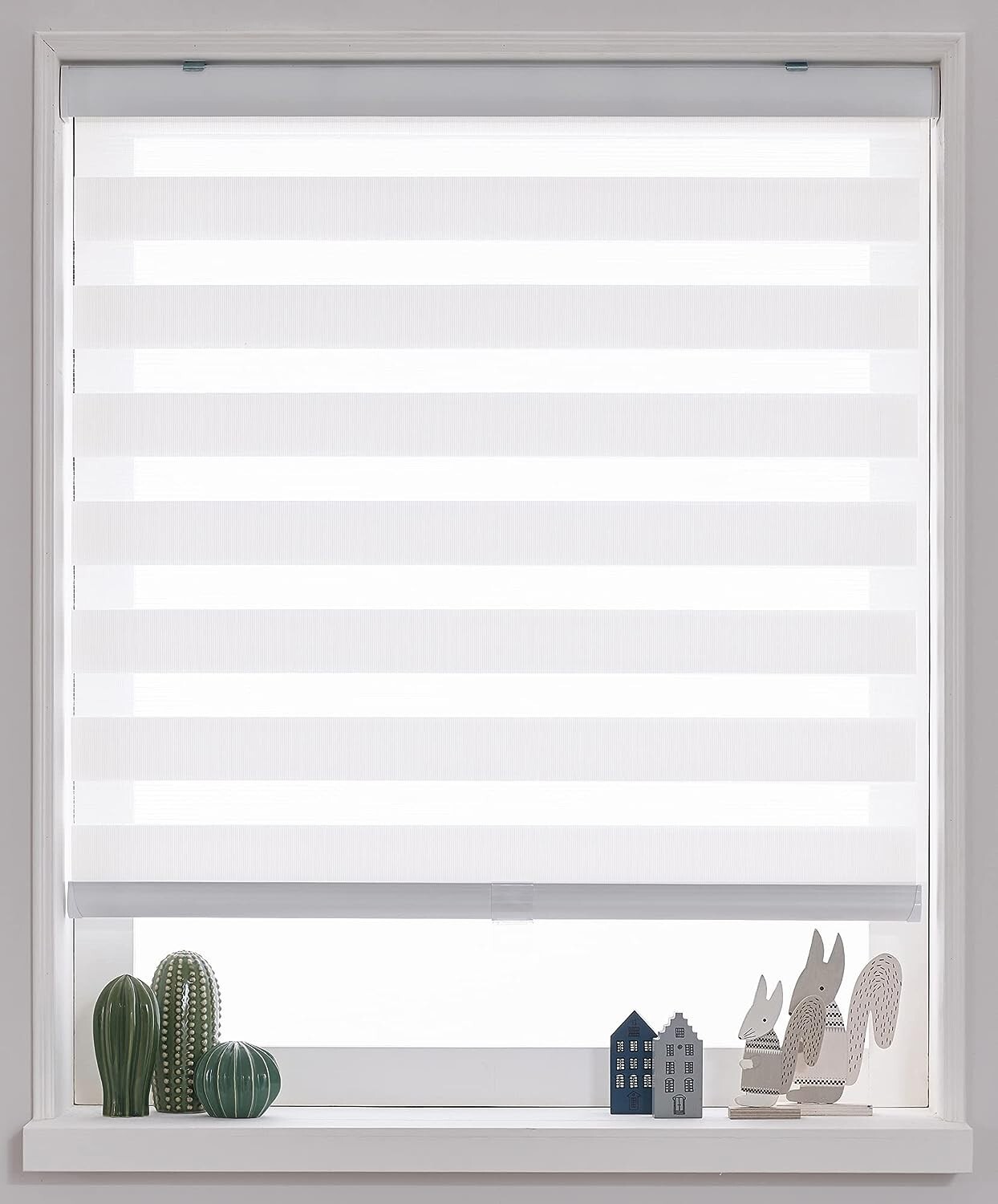 FOIRESOFT Cordless Custom Zebra Roller Shades and Blinds W 26 x H 40 inch White