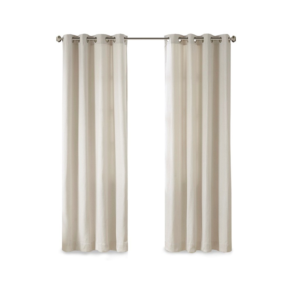 Plaid Rod Pocket and Back Tab Curtain Panel with Fleece Lining Brown 50×95″