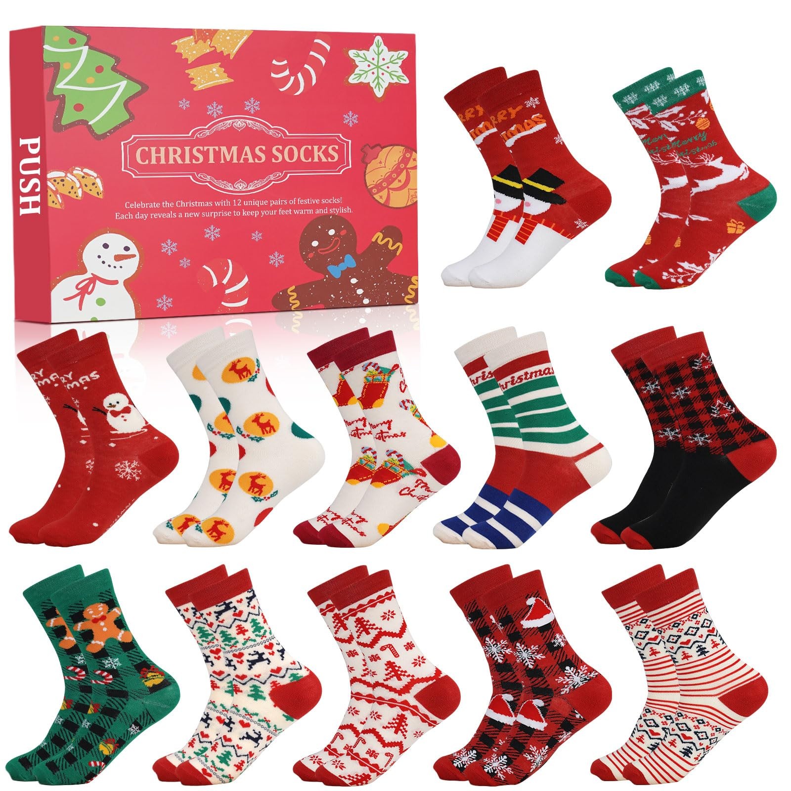 12 DAYS OF CHRISTMAS SOCKS ADVENT CALENDAR FOR MEN “ ADVENT CALENDAR 2024 FESTIV