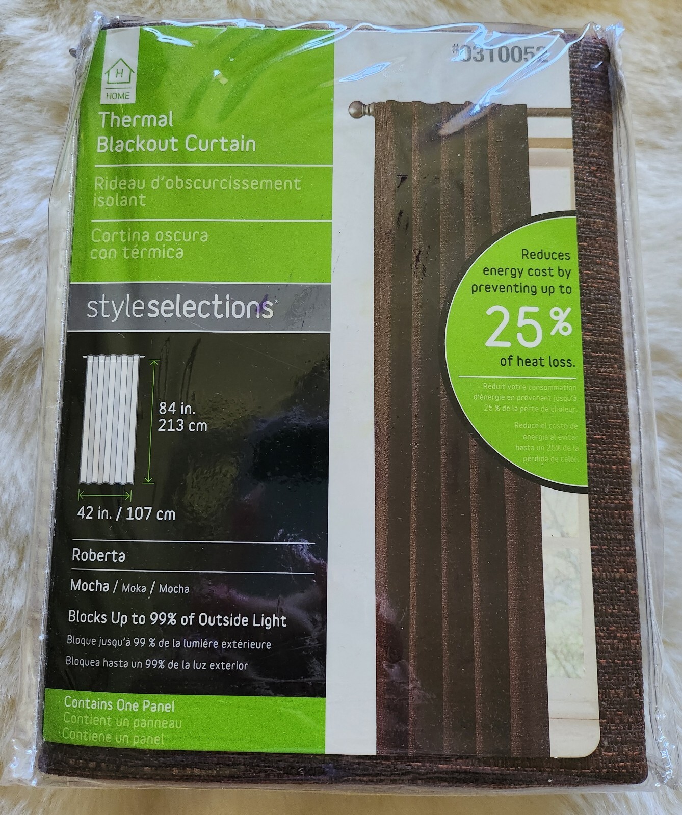Style Selections Thermal Blackout Roberta Mocha 42x84in Back Tab Panel One Panel