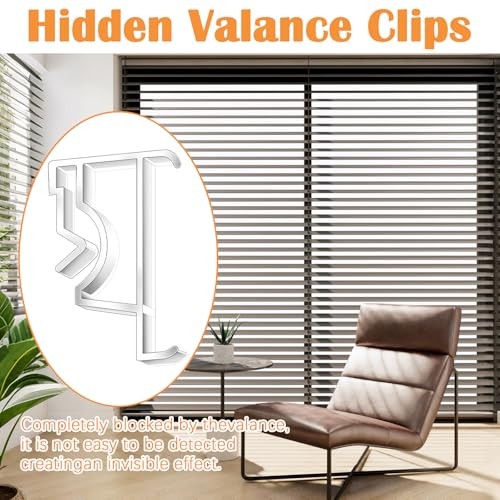 12pcs Valance Clips for Levolor Blinds,2 Inch Clear Blind Clips Plastic Hidden