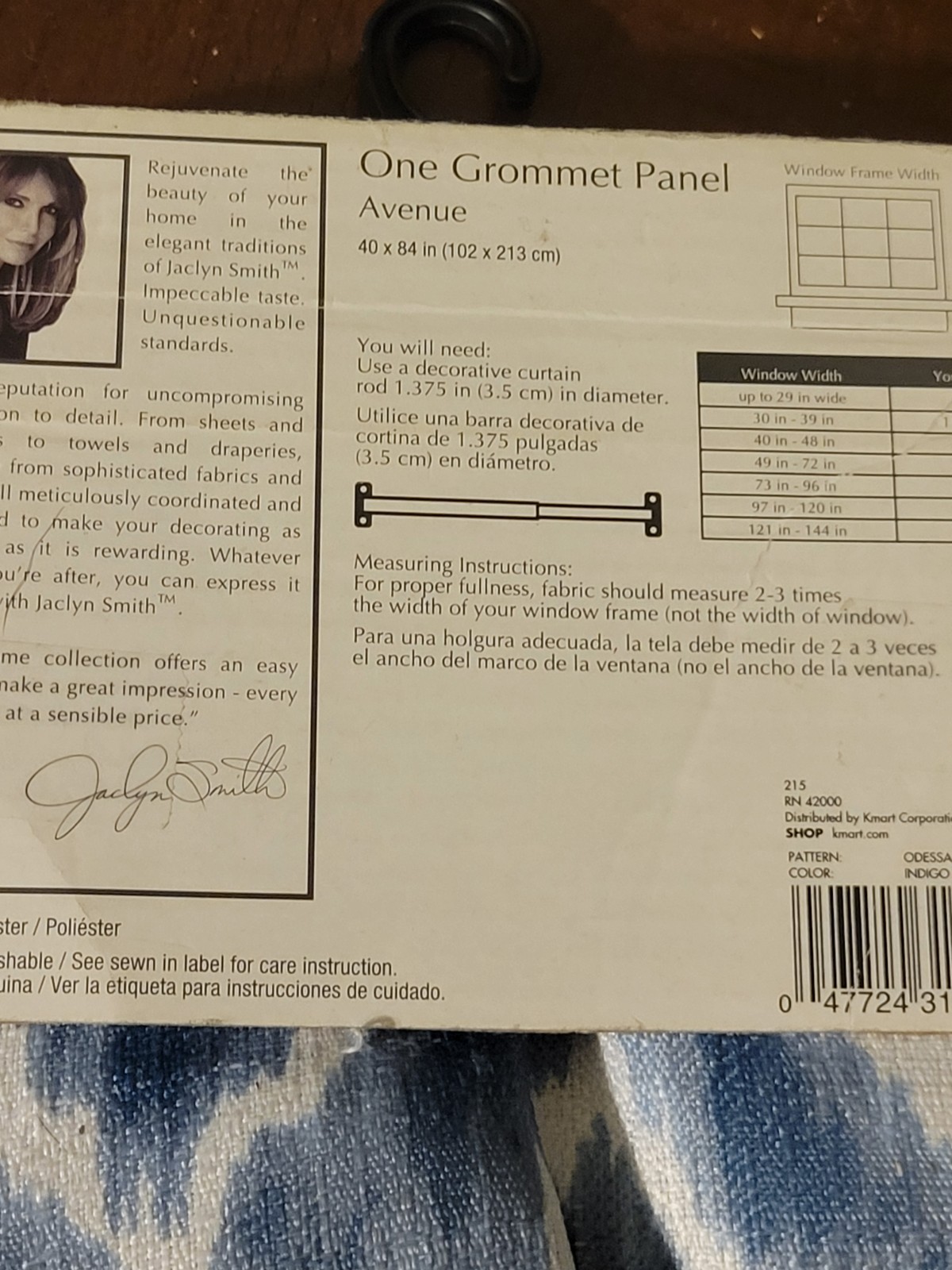 Jaclyn Smith One Grommet Panel Avenue 40″ x 84″ Monique NEW