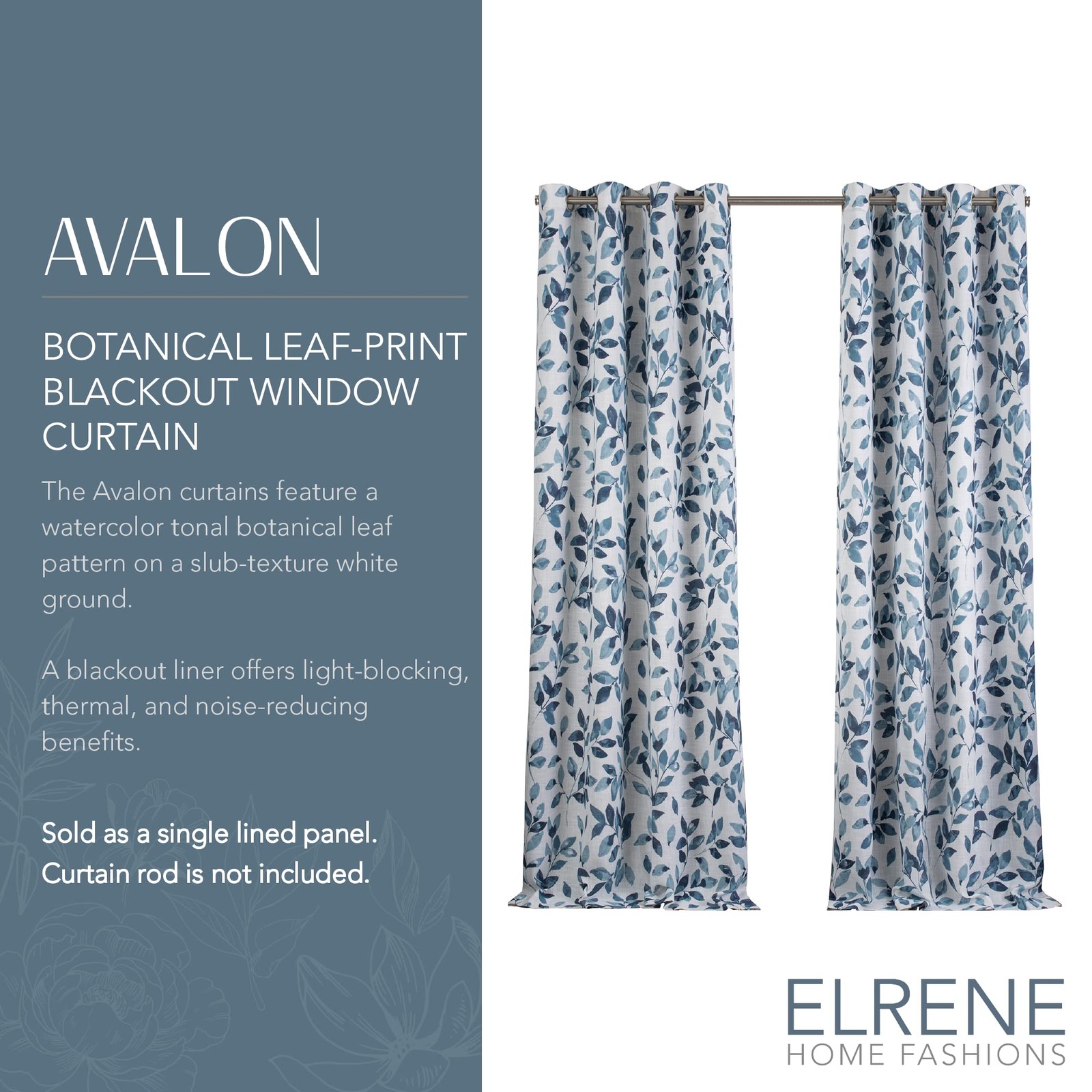 Avalon Modern Cottage Nature-Inspired Botanical Floral Leaf Print Blackout Li…