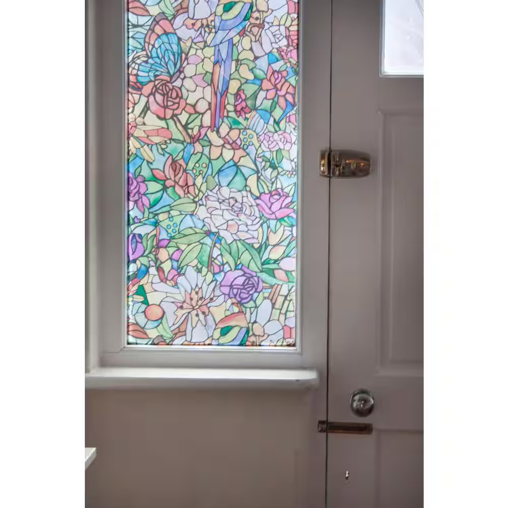 Tulia Also Known as Spring Chapel Stained Glass Multi-Color Self Adhesive Film