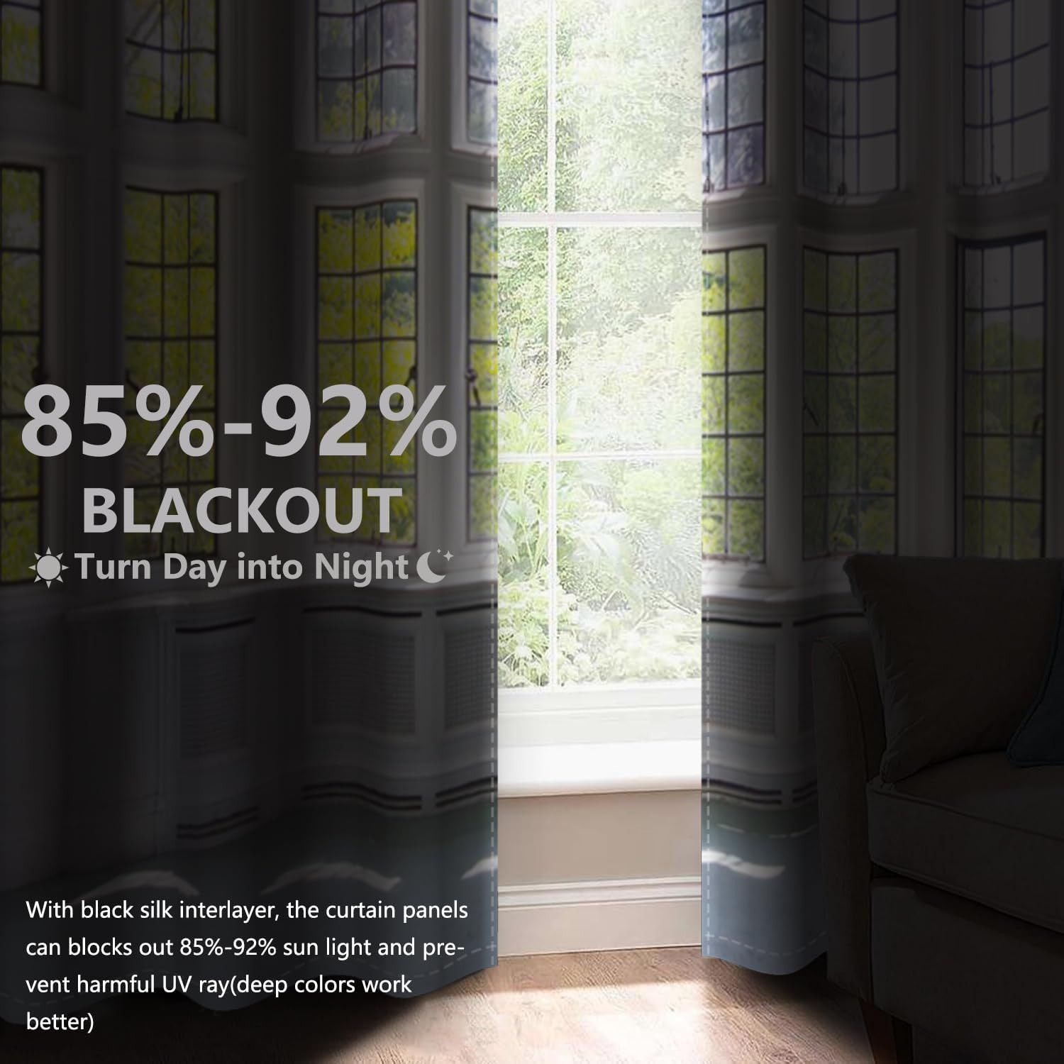 3D Nature Blackout Curtains – Modern Green Trees for Home & Office, 52×84 in.