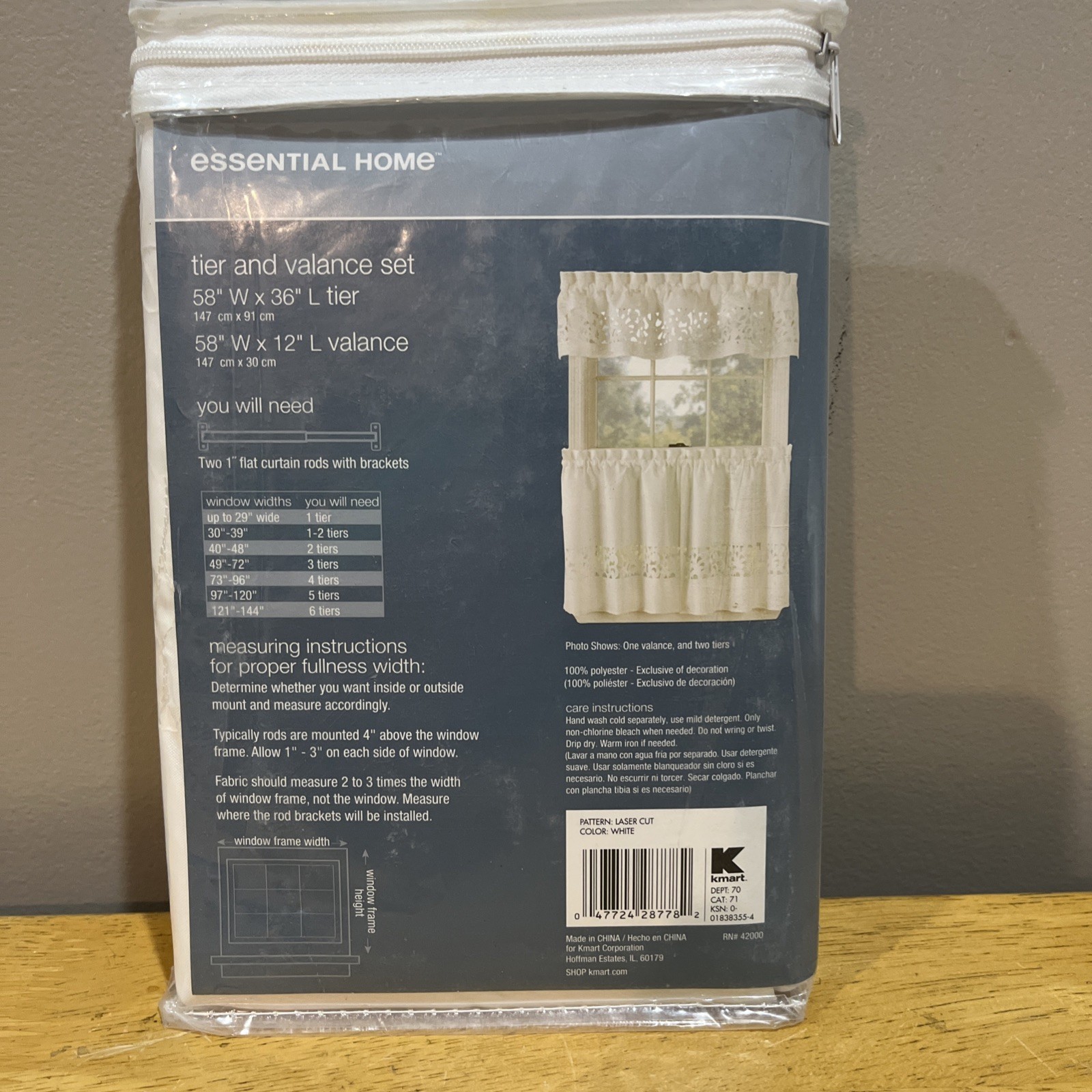 Essential Home by KMart White Window Tiers & Valance Lattice Laser Cut Cottage