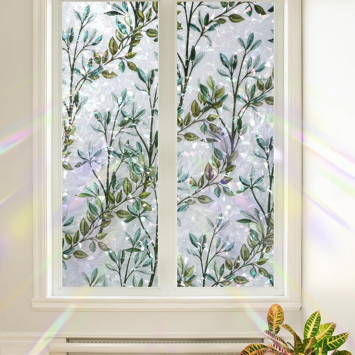 Window Privacy Film Stained Glass Window Film Decorative Static Cling Frosted Gl