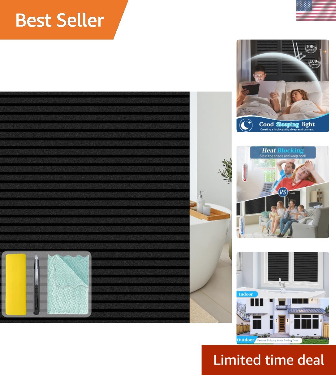 Opaque Black Window Covering – 100% Light Block, Easy Install – 11.8 x 78.7 in