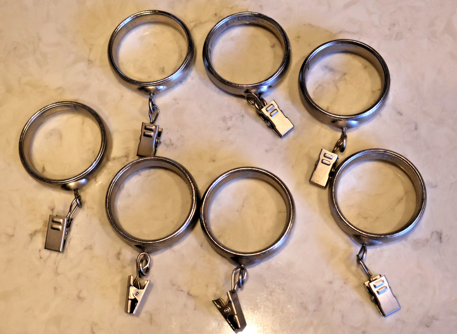 Set 7 NICE GLIDE SLIDE Drapery Clip Rings Brushed Nickel FOR 1 1/4″ ROD