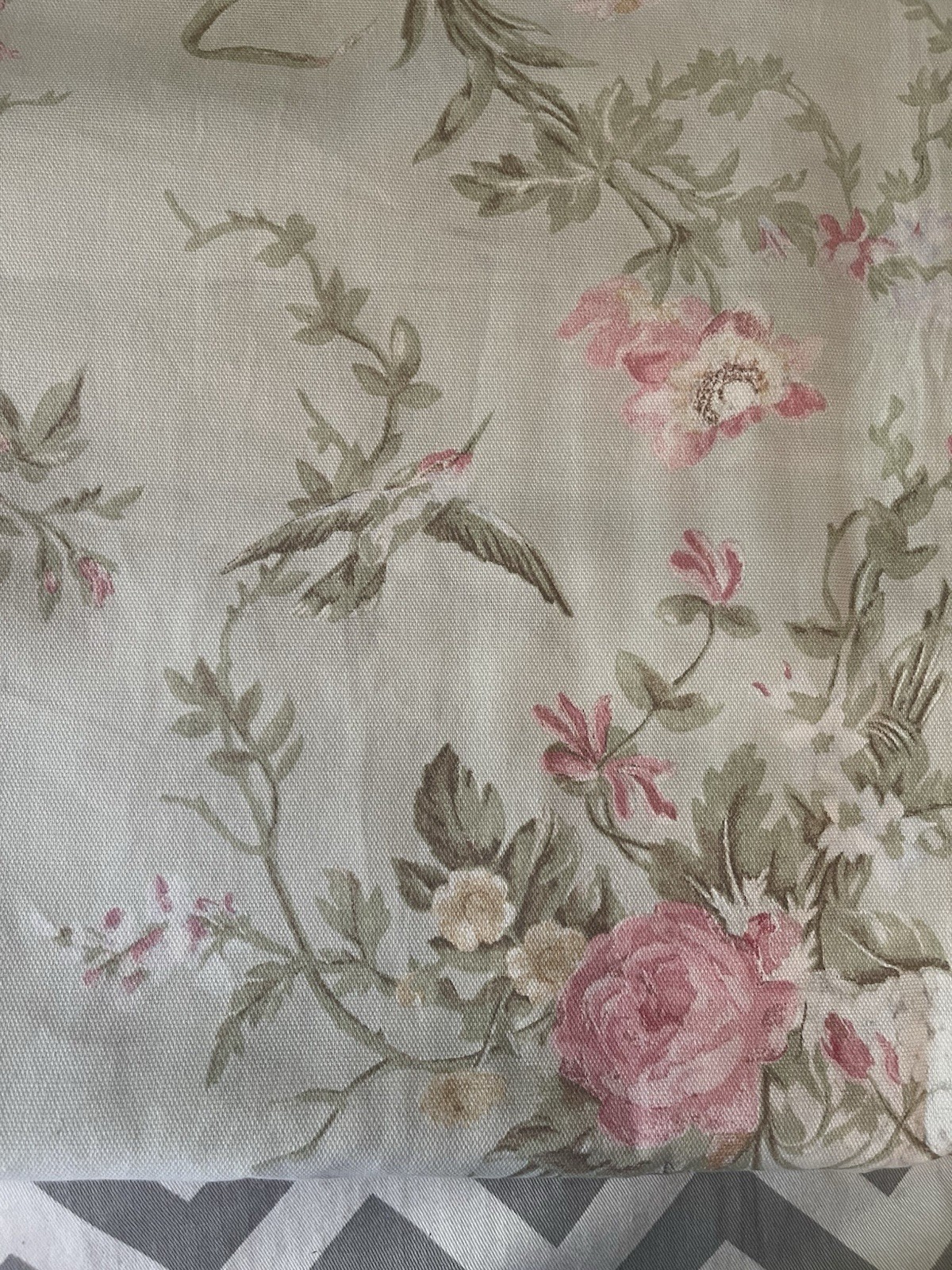 CABBAGES & ROSES 2 Panel Curtain Set Birds Floral HENRIETTA SAGE 50 x 84” NEW