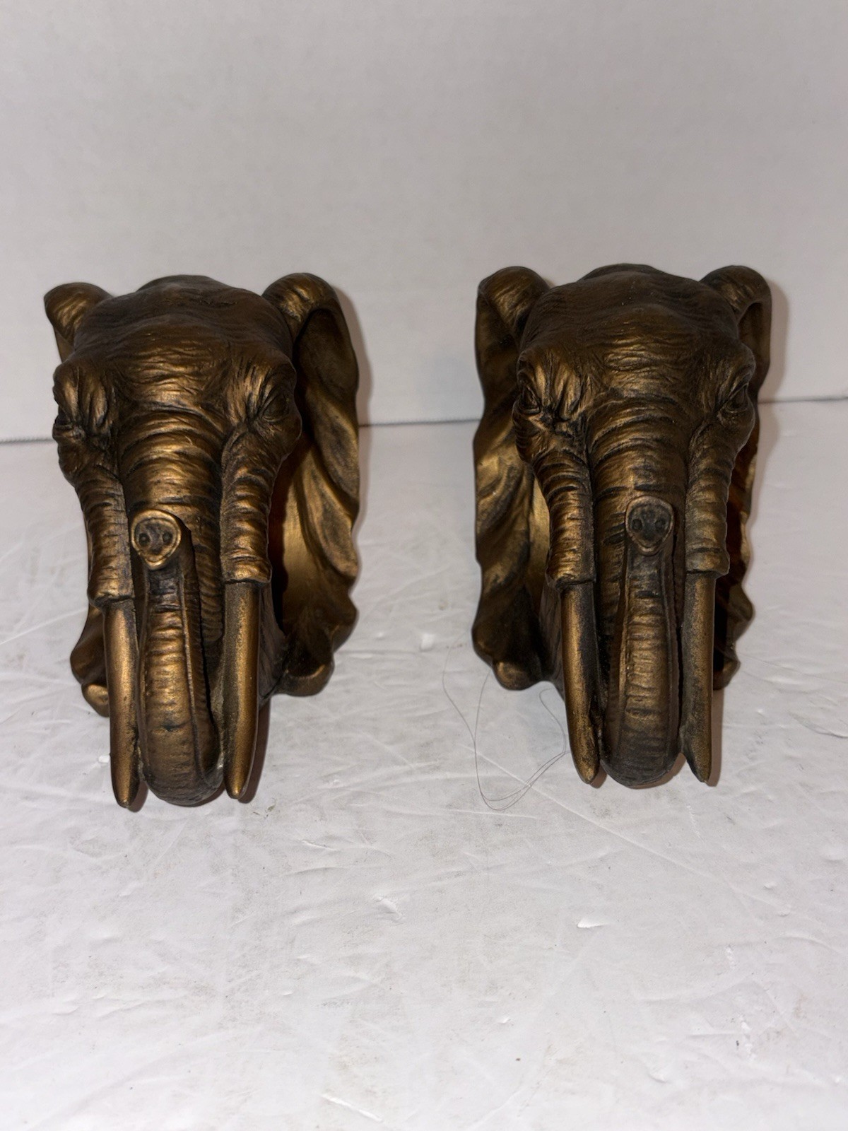 Vintage Elephant Head Curtain Rod Holder Pole Brackets – Pair of 2 Unbranded