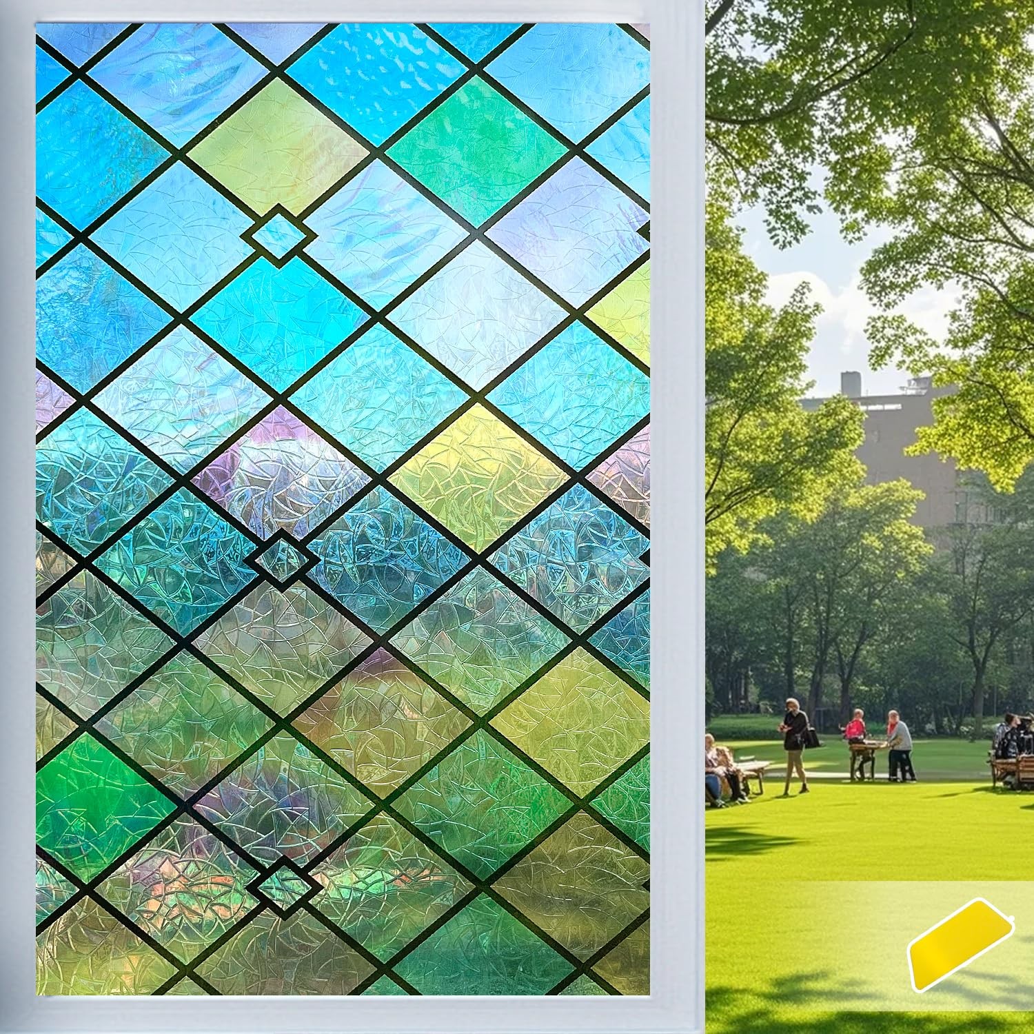 Window Privacy Film Geometric Stained Glass Window Film