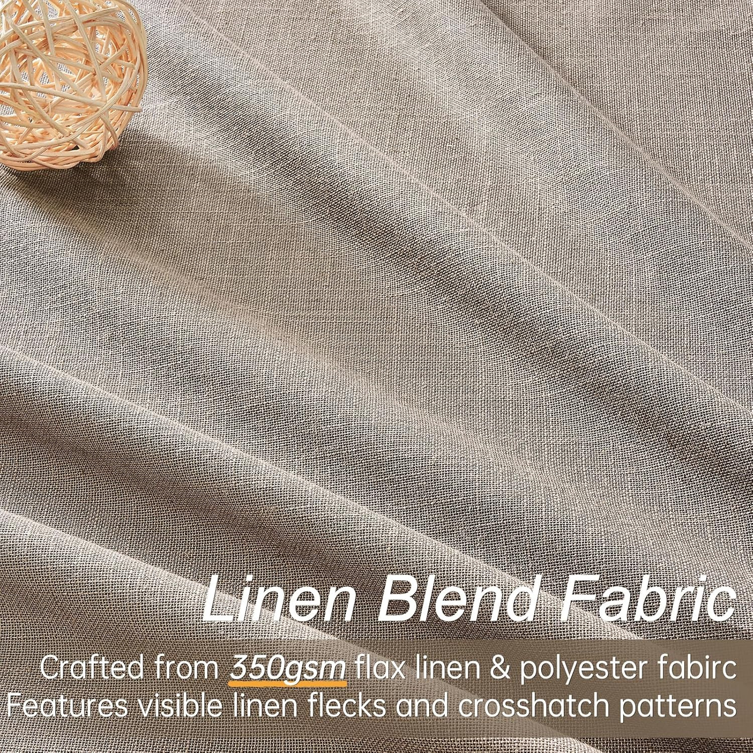 120″ Extra Long Blackout Linen Curtains for Large Windows – 2 Panels
