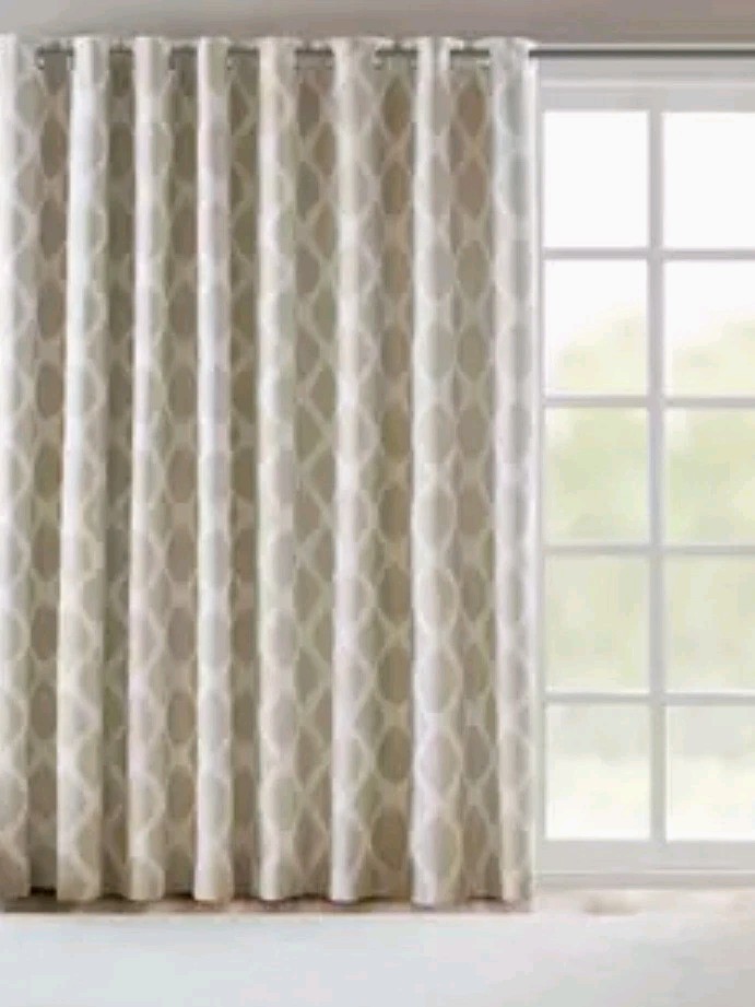 SunSmart Modern Printed Blackout Curtain 100″W x 84″L for Patio Office TAUPE