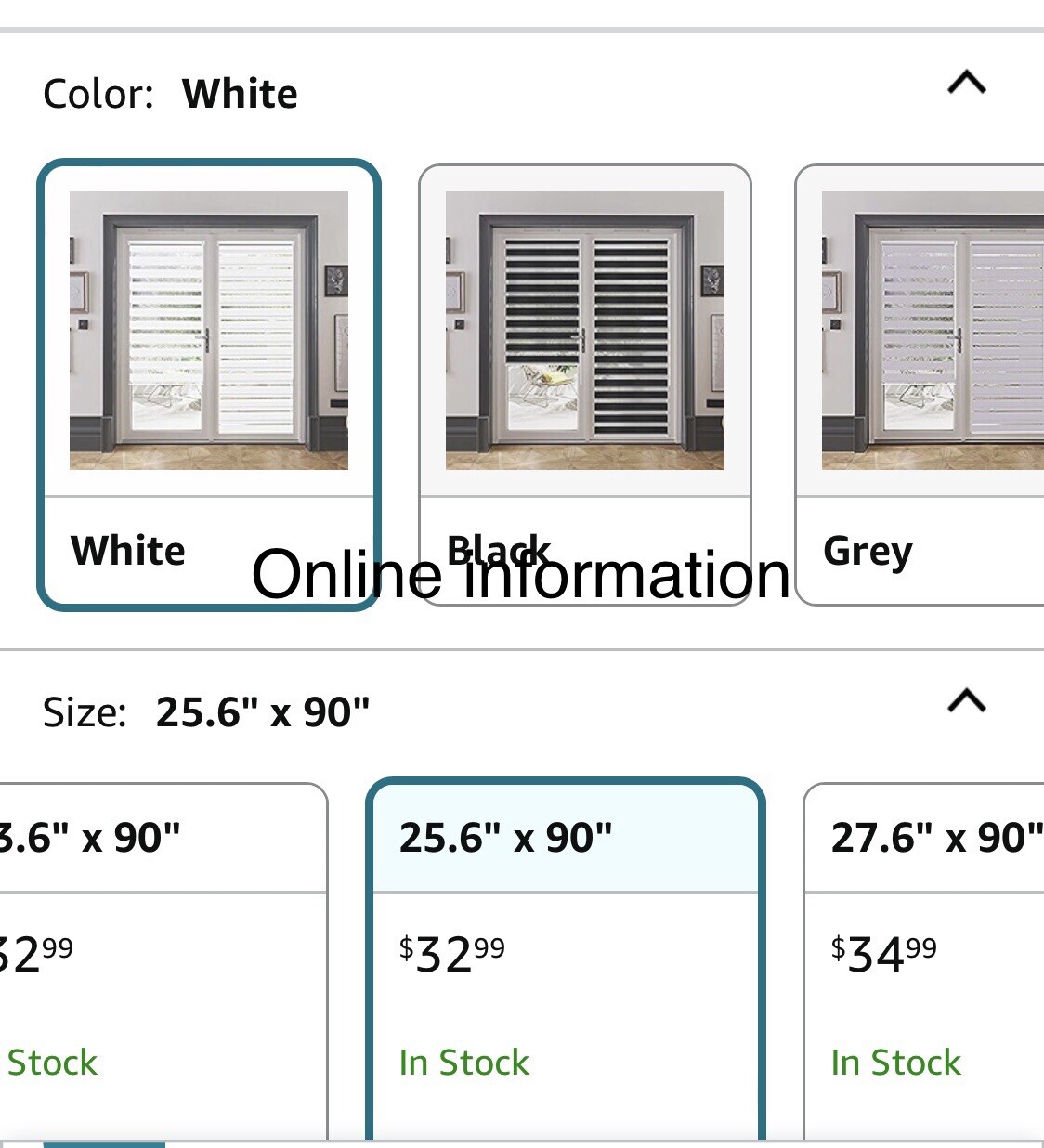 Blinds Day and Night Blinds Curtains，Easy to Install 25.6″ x 90″ White