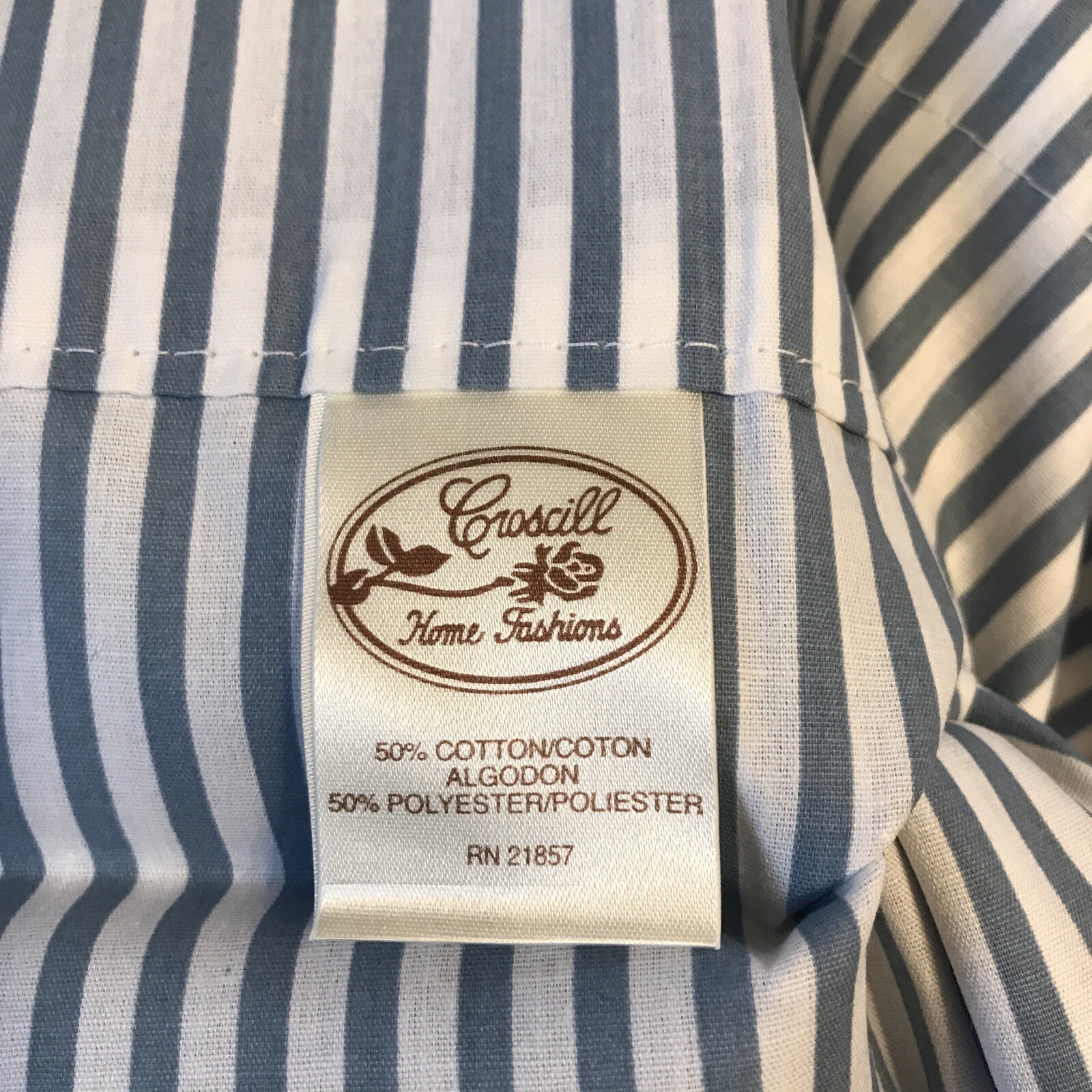 Three (3) Croscill Blouson Valances Blue/White Striped 18.5″ L x 88″ W NWT