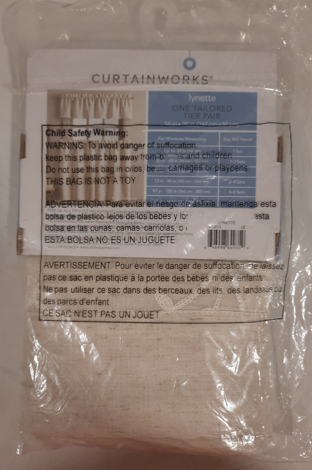 CURTAIN WORKS TAILORED TIER PAIR WINDOW HALF DRAPERY BEIGE 56 X 36 BRAND NEW