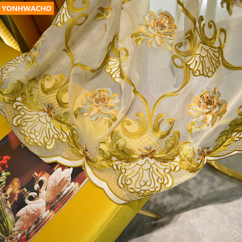 upscale embroidery thick velvet orange cloth blackout curtain valance B408