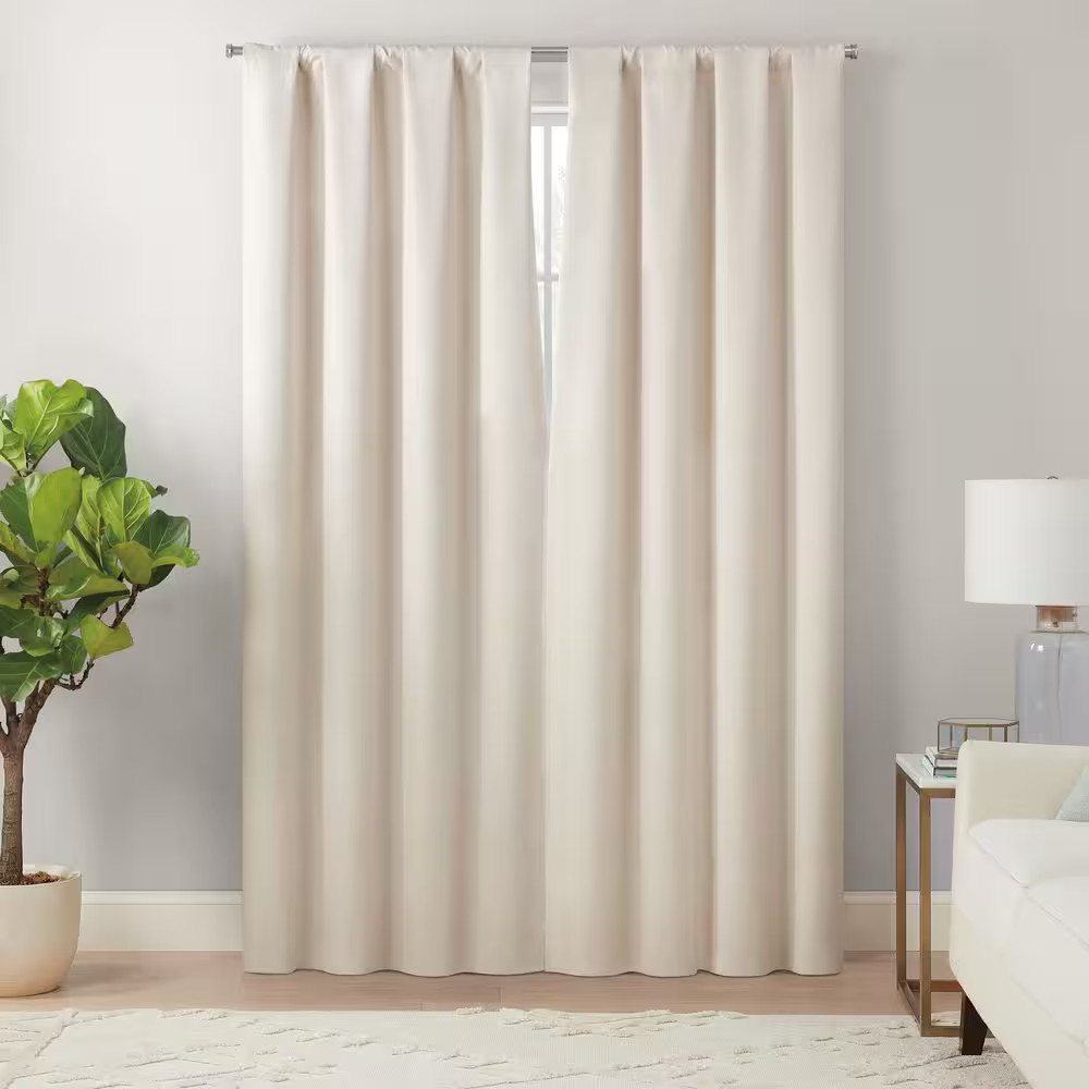 Magnitech Cannes Ivory Solid Polyester 84 In. L X 40 In. W Blackout Rod Pocket C