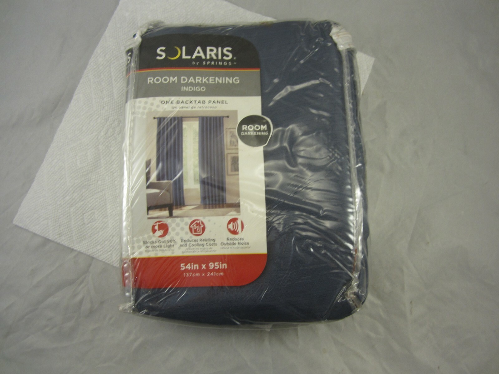 Solaris Room Darkening Indigo Microfiber Back Tab Panel Curtain 54 x 95 inches.