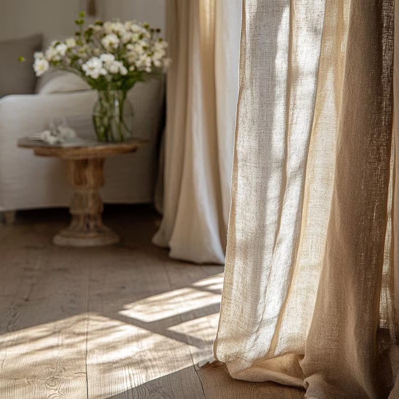 ORGANIC Linen Curtain Modern Home Decor 100% Natural European Linen Bedroom Farm
