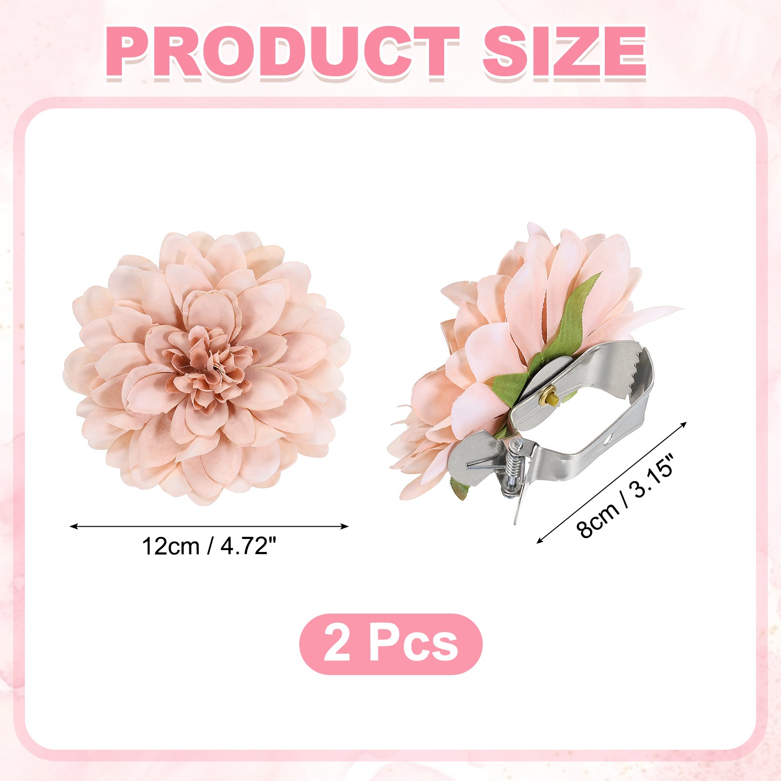 2PCS Flower Curtain Clips, Curtain Tiebacks Decorative Holdback, Light Orange