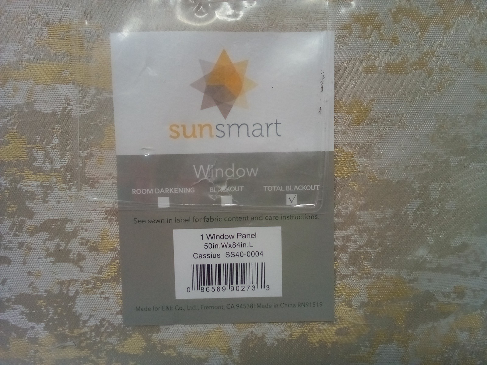 SUNSMART WINDOW TOTAL BLACKOUT 1 WINDOW PANEL {50″W x 84″L} CASSIUS SS40-0004