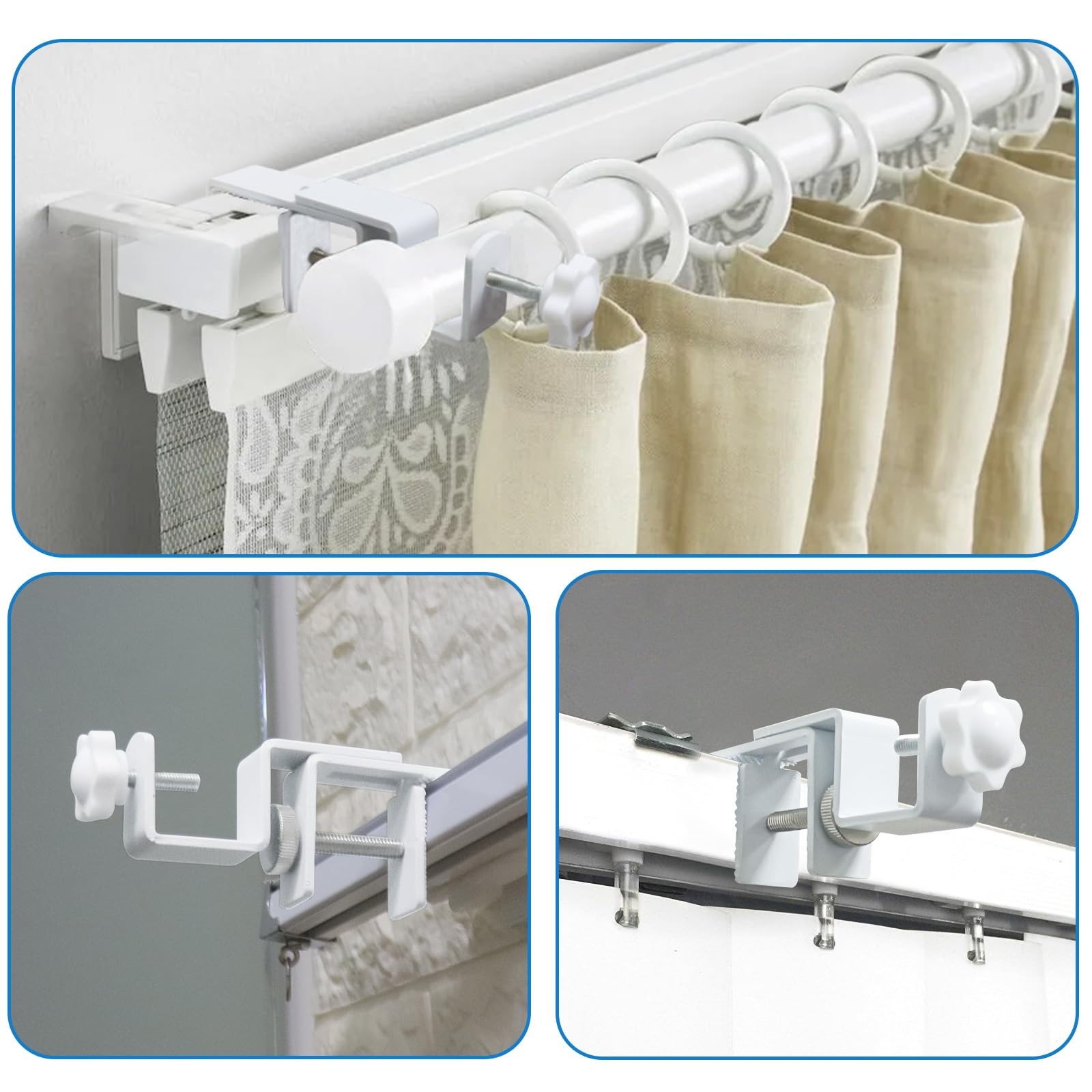 LAZTZQ Outside Mounted Blinds Curtain Rod Bracket White-2PCS, White