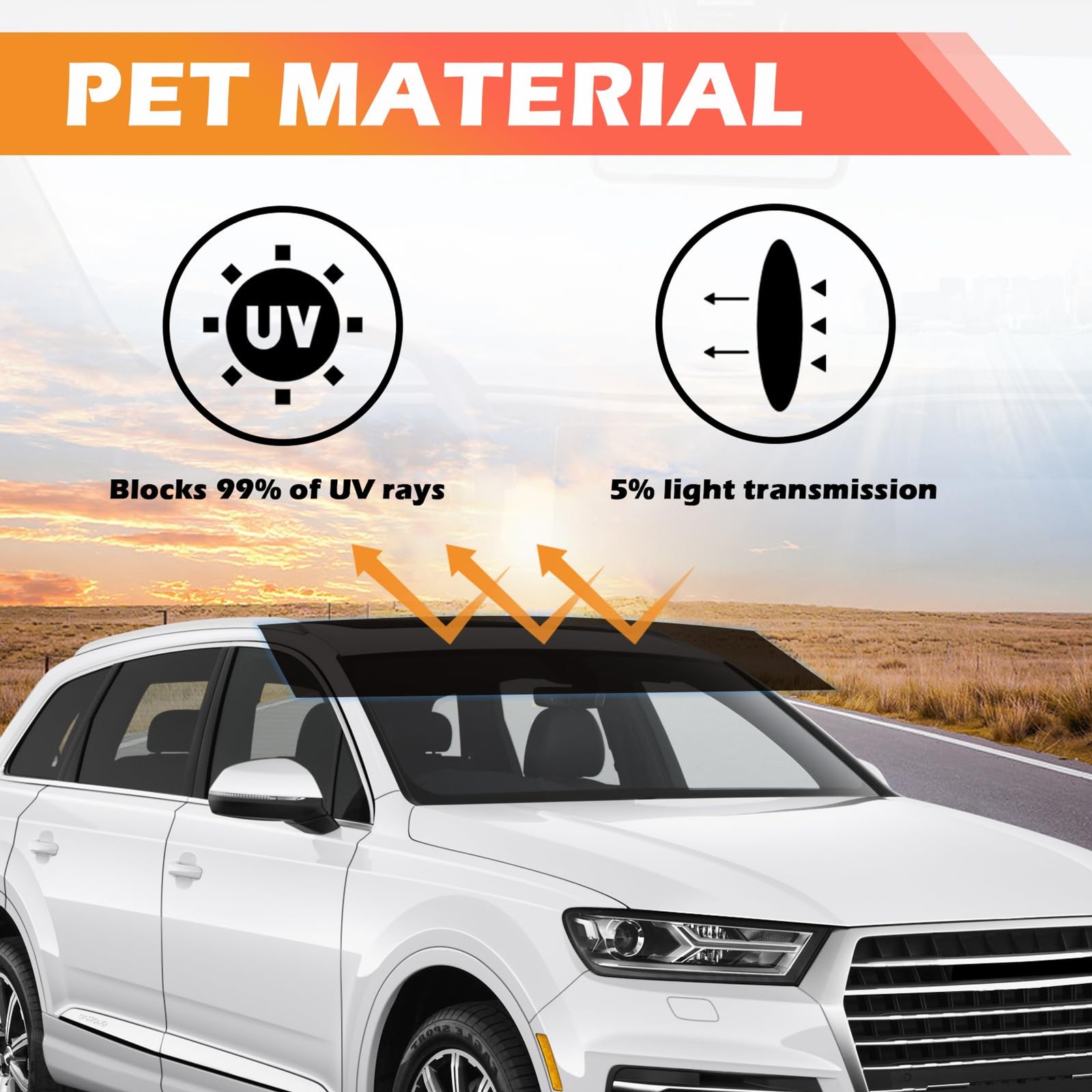 59.06×5.91 Car Windshield Tint Strip Kit,5% VLT Car Window Tint Film for Glare R