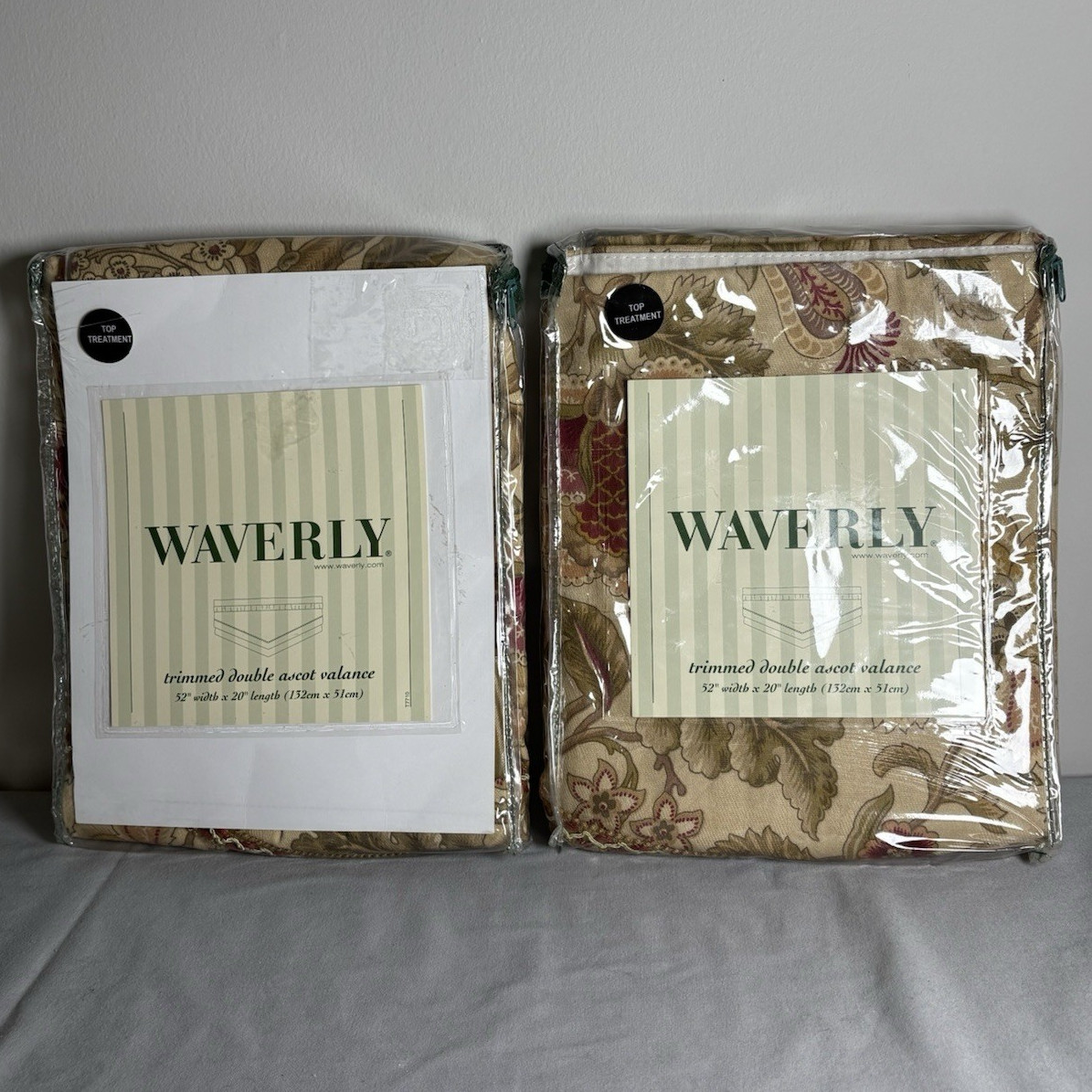 Waverly Imperial Dress Antique Ascot Valance 52×20 Lined Rod Pocket Floral