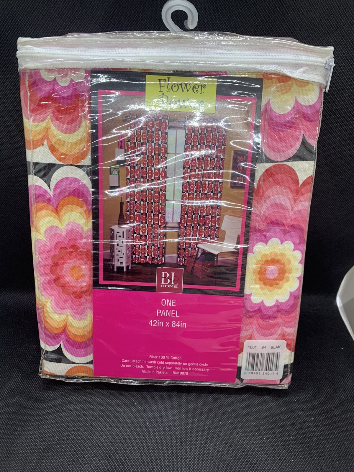 One Panel Drape Curtain 44 in x 84 in Flower Power Pink by BL Home UNOPENED NEW