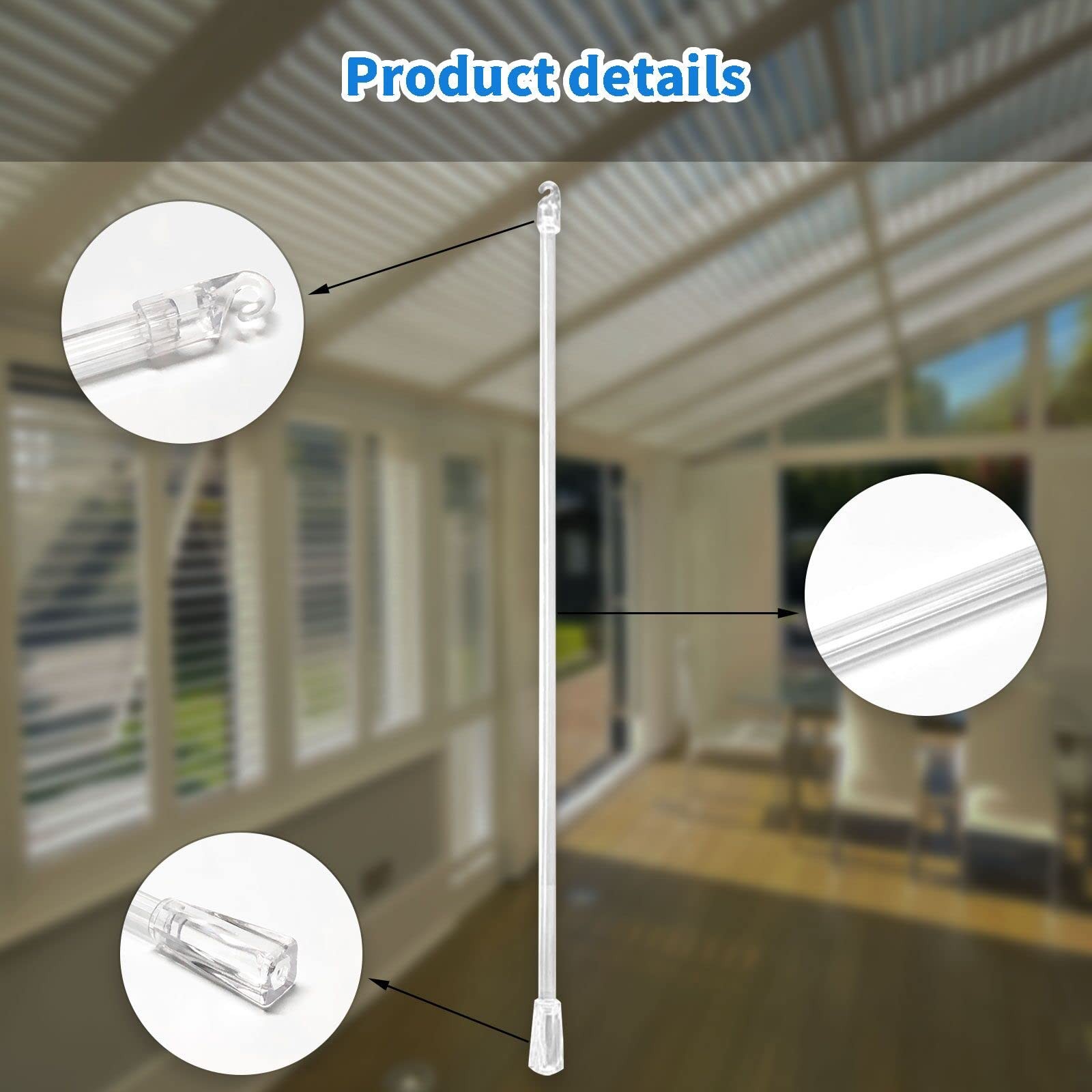 6 PCS 17 Inch Vertical Blinds Replacement Rods Clear Window Blind Wands