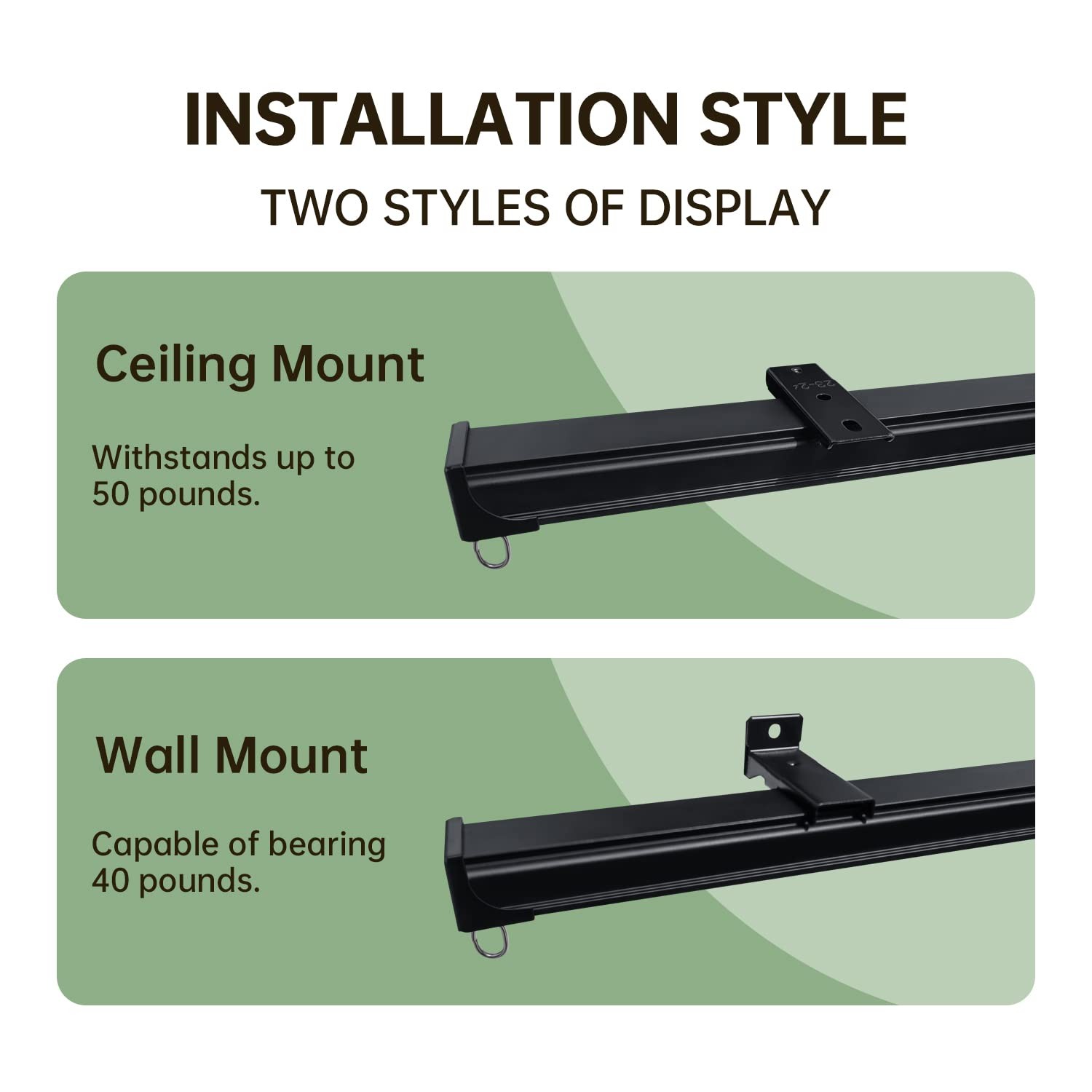 MaKefeile Ceiling Curtain Tracks 12FT,Curtain Track 12 ft (4 pieces), Black