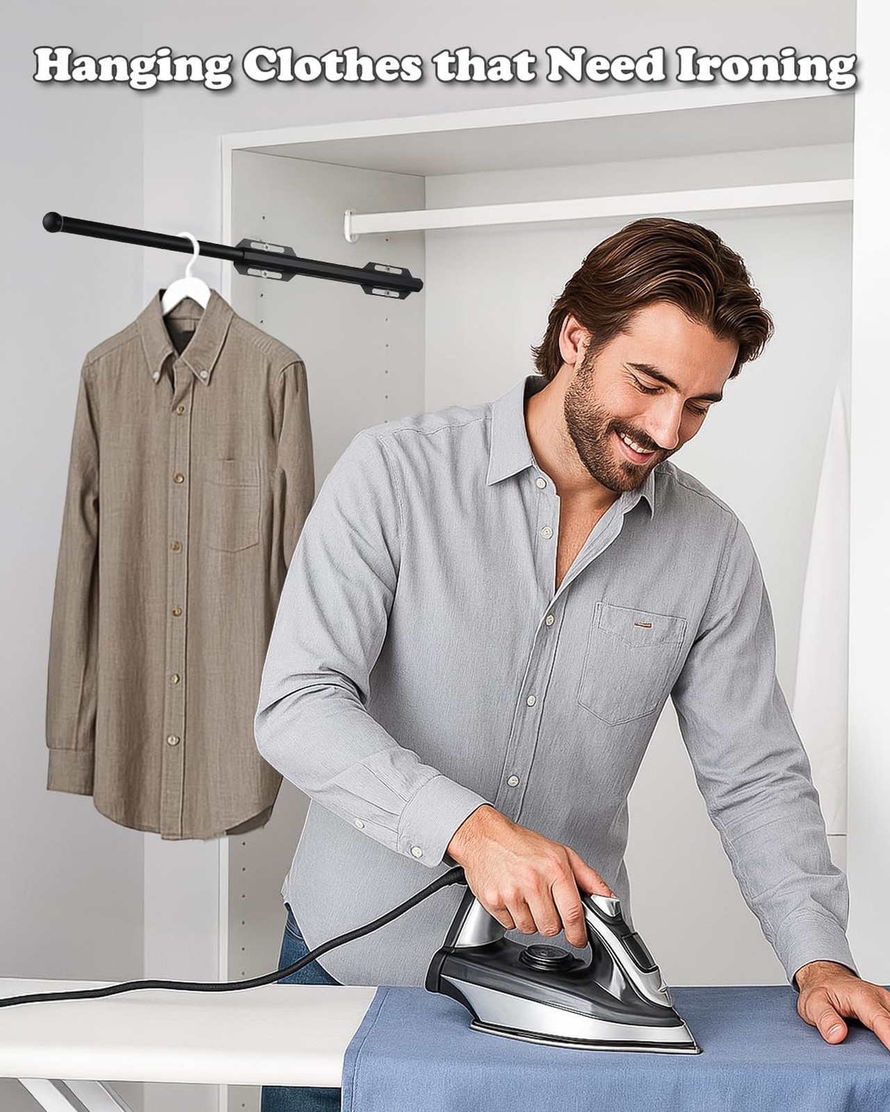 Valet Rod for Closet Pull Out, 12″ Adjustable extending closet rod, Standard …