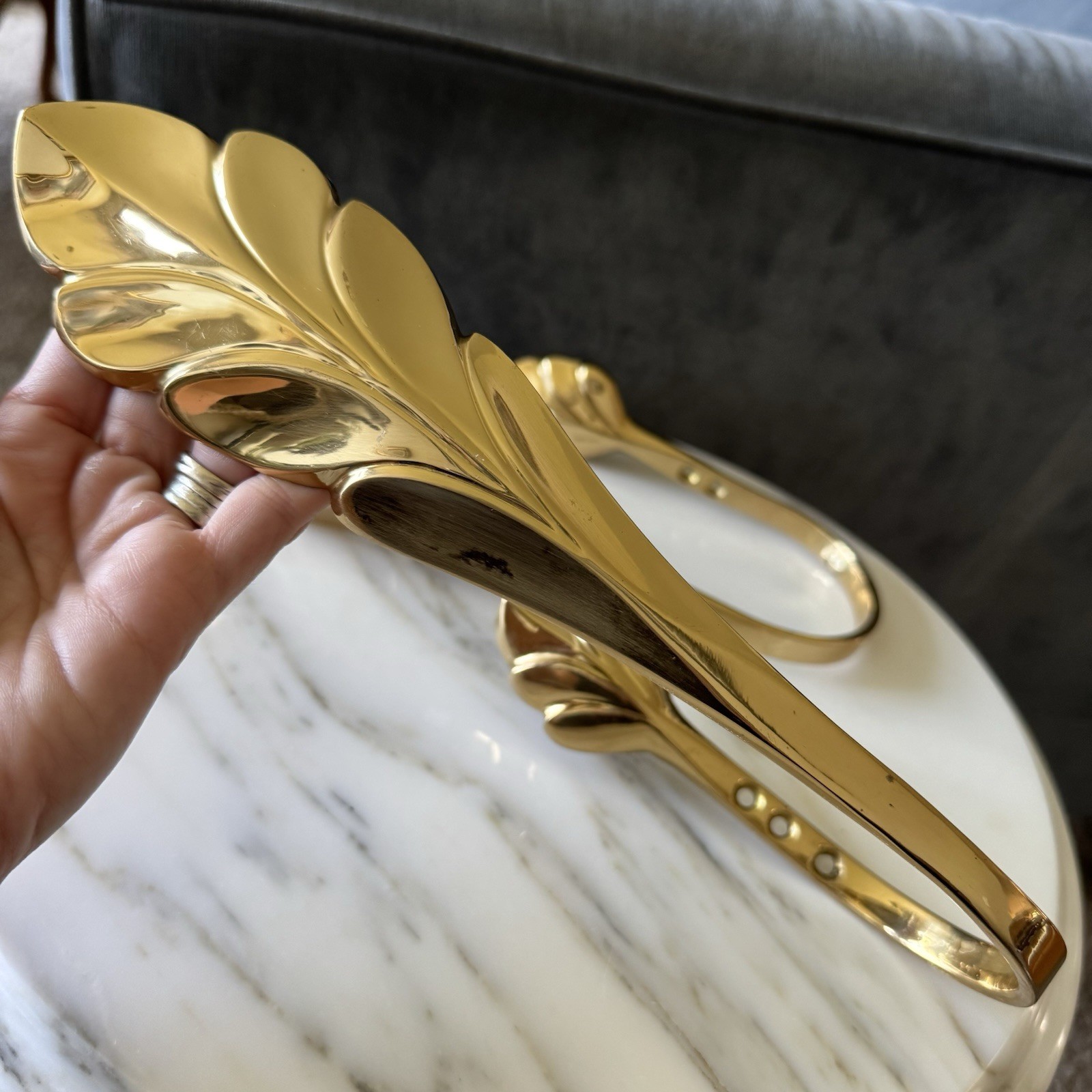 Solid Brass Leaf Design Curtain Tie Backs 11”x3 1/3”