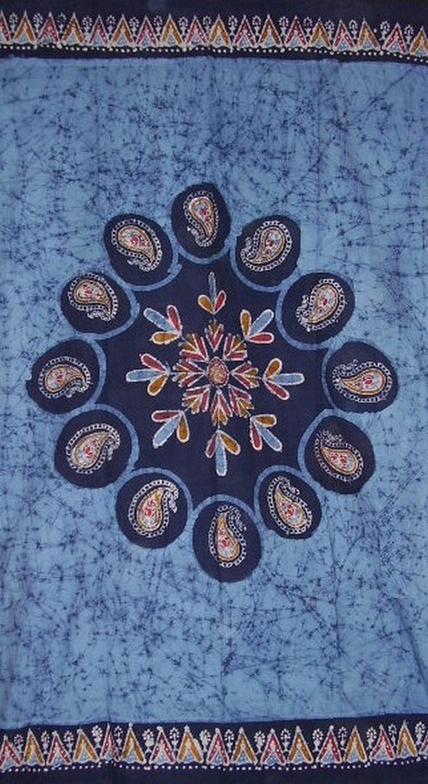 Batik Curtain Drape Panel Cotton 46″ x 88″ Blue