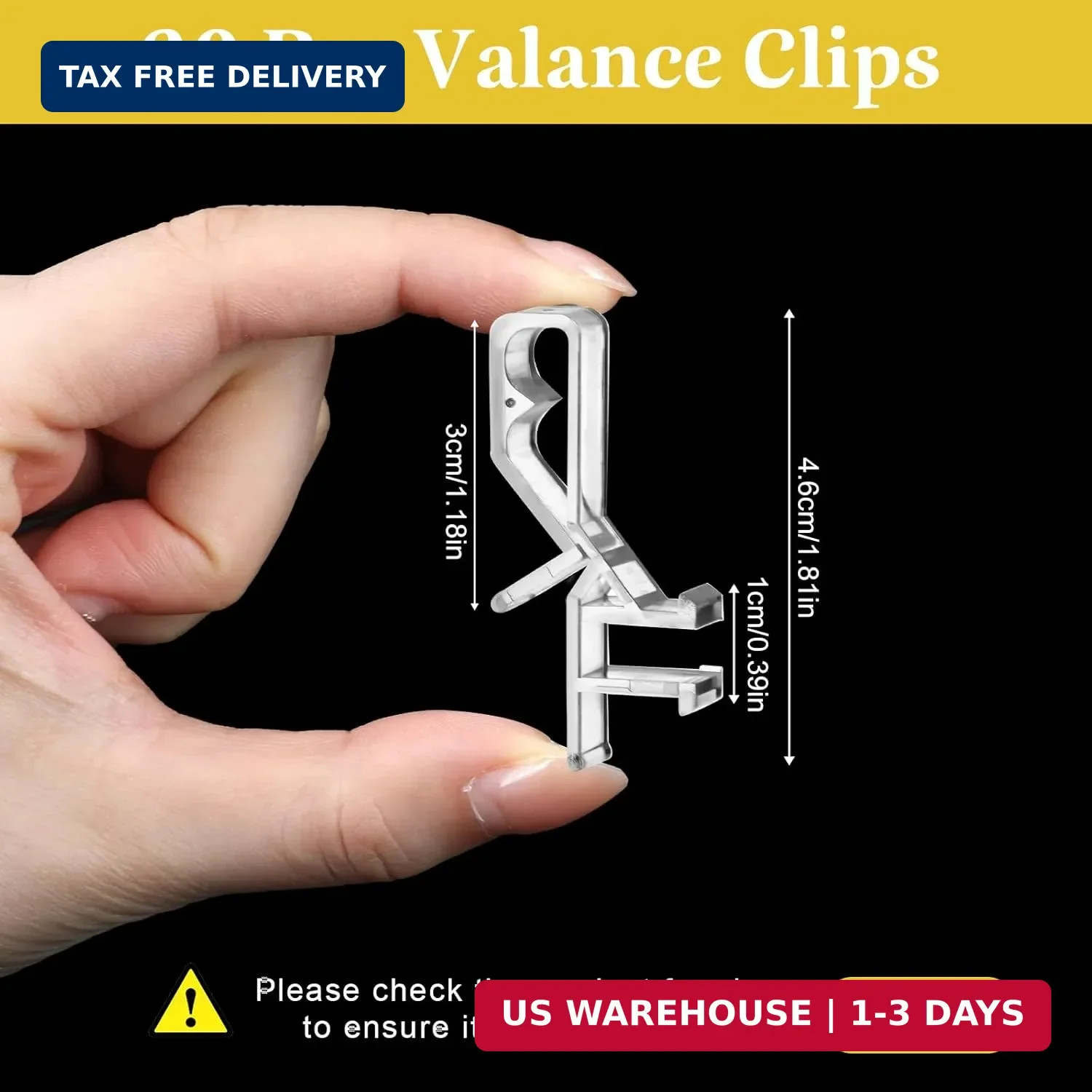 20 Pcs Hidden Channel Valance Clips for Blinds, 1-7/8Inch Clear Blind Clips for
