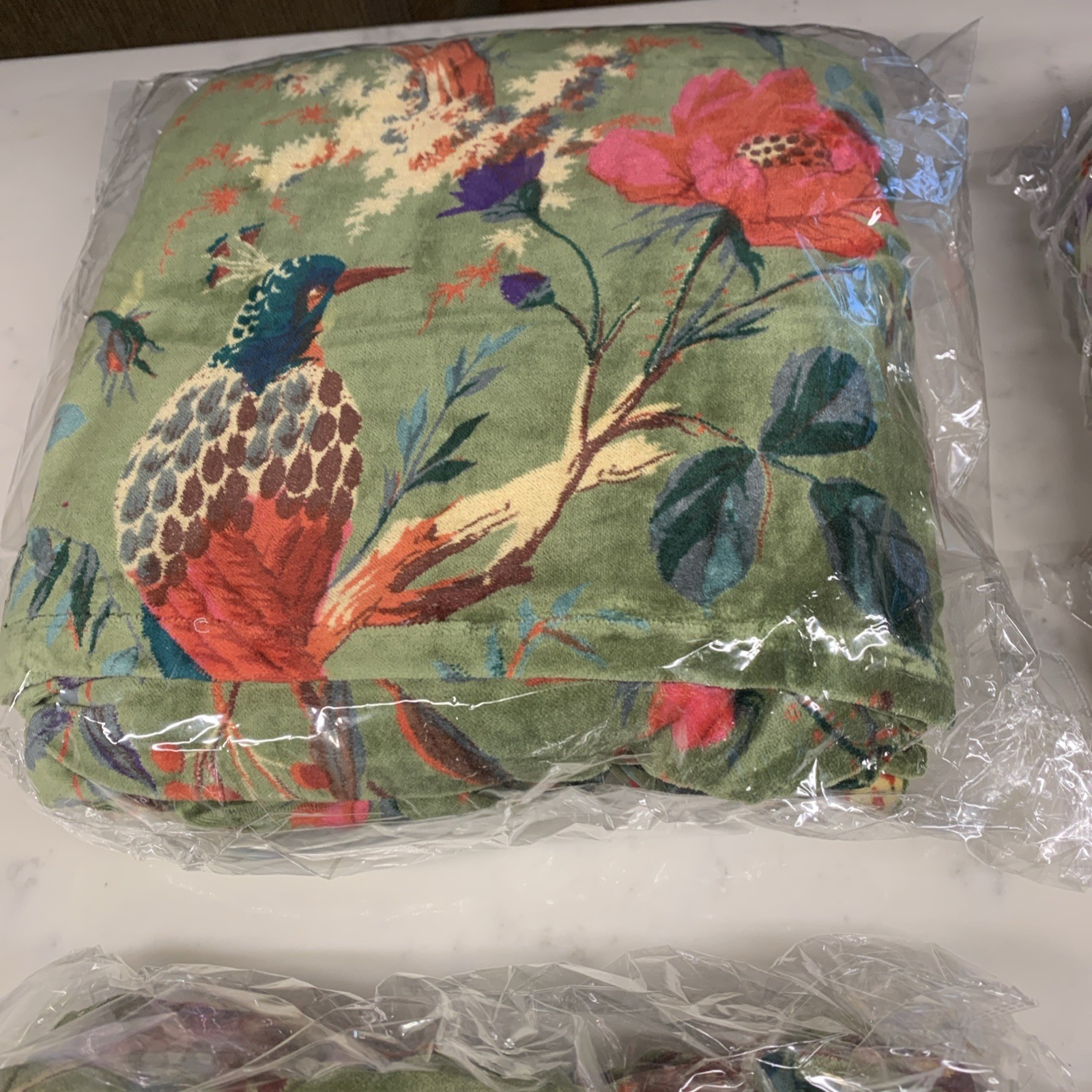 Great Buy! 4 Vintage Style Cotton Velvet Bird Print Drapery Panels, 84” X 44”