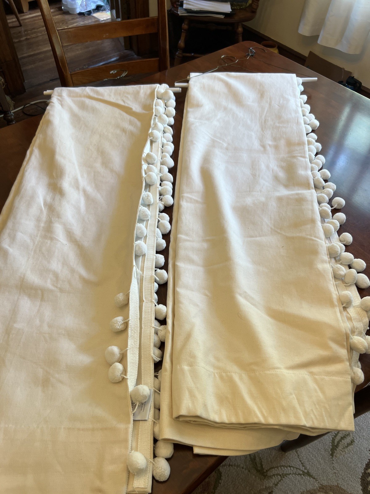 Restoration Hardware Baby & Child Ivory Cotton Linen Blend Set of Curtain Panels