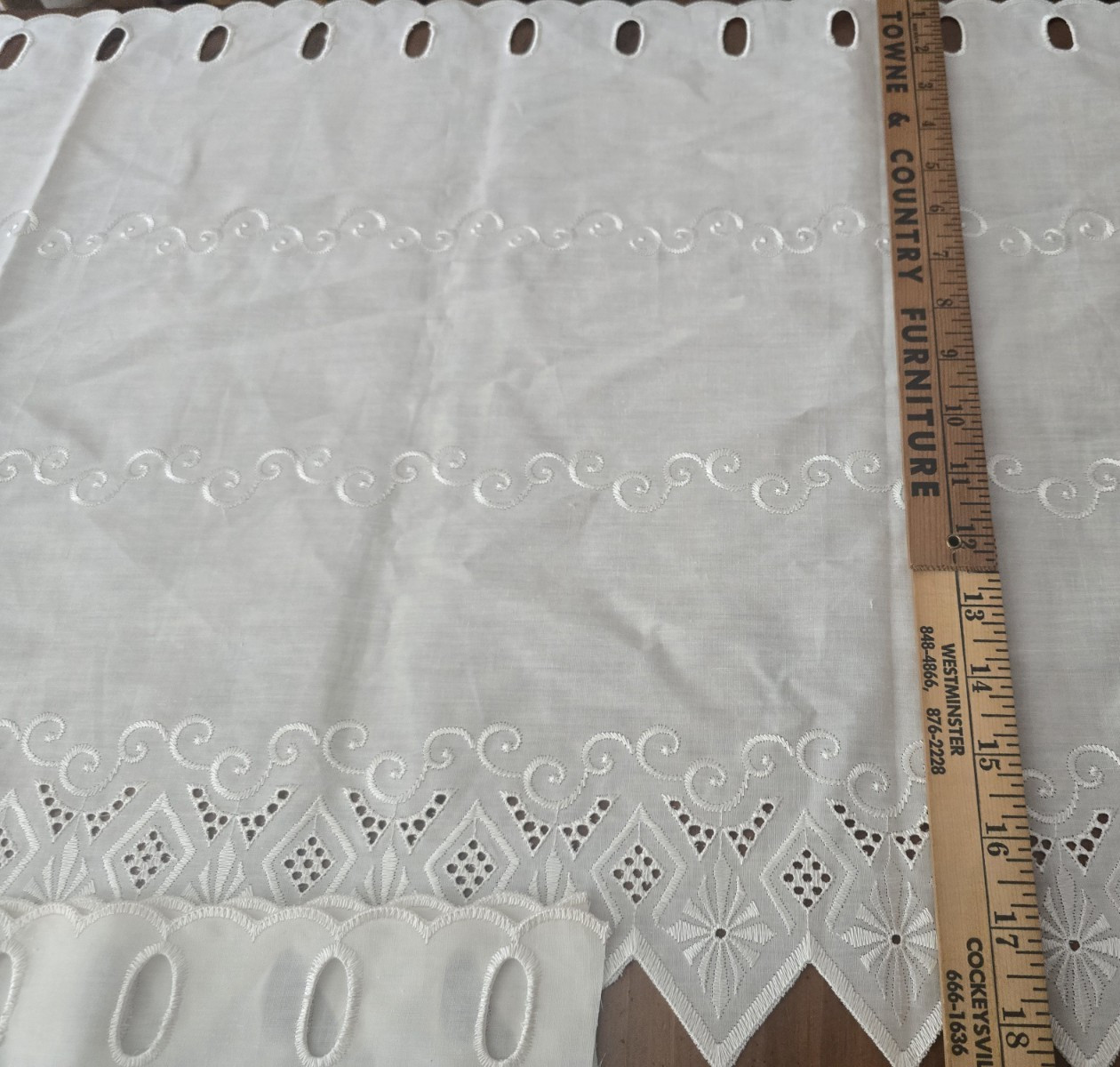 2 white curtain panels Grommet Eyelet Embroidered Edge needs hemmed ROMANCE