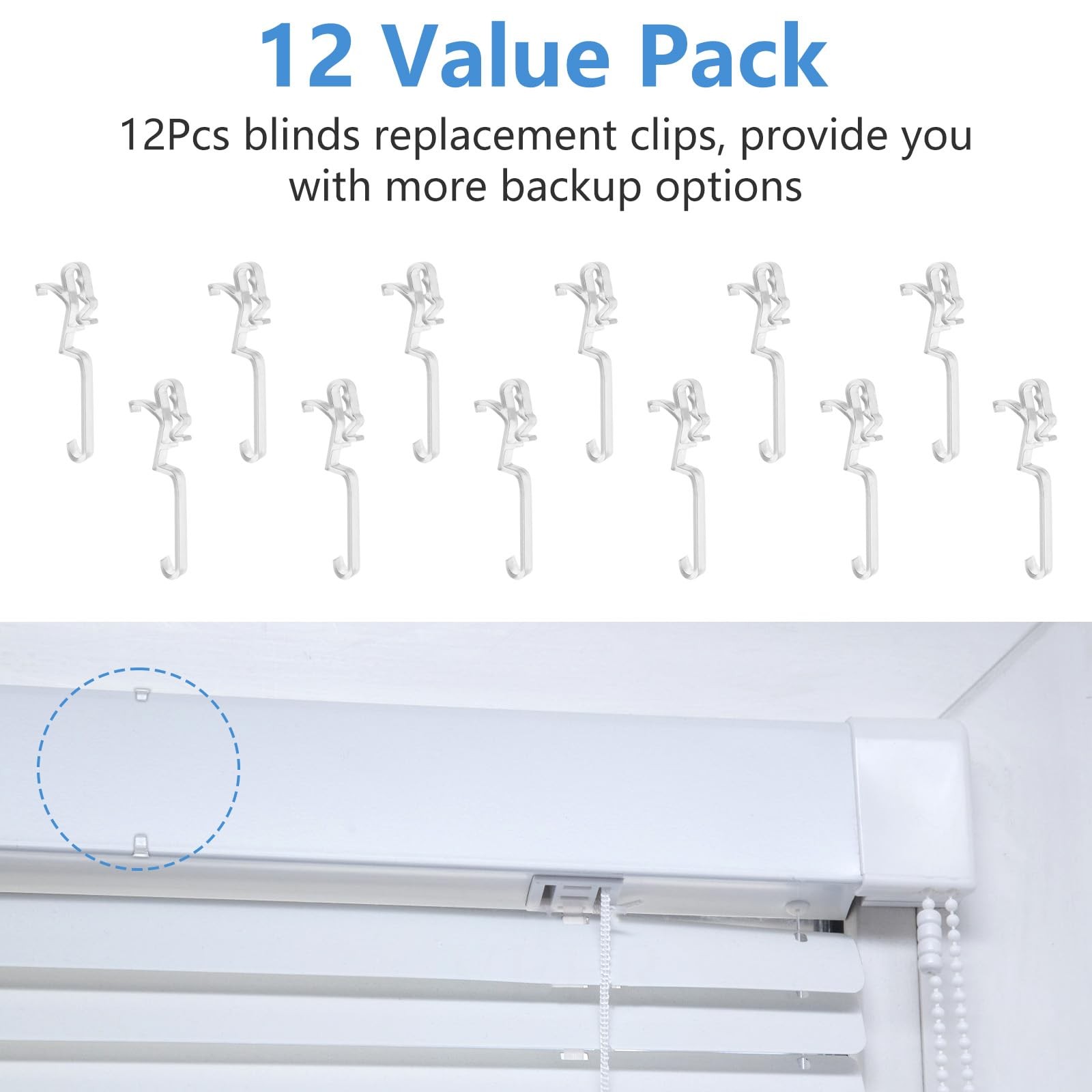 Clips for Hunter Douglas Blinds, 12Pcs Clear 2.5 Inch Long, Transparent