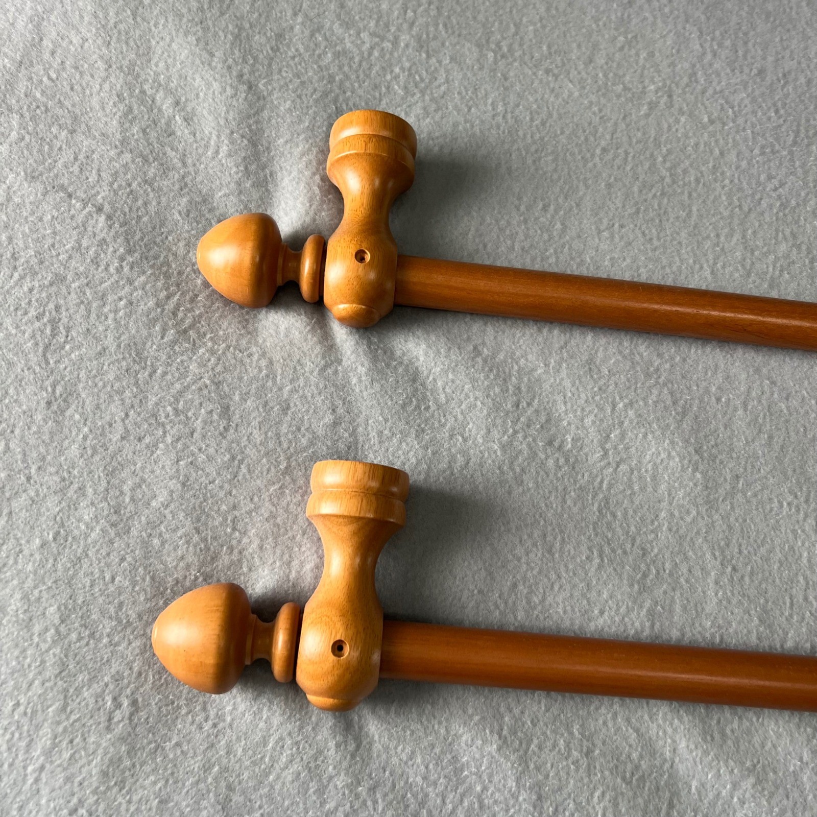 Vintage Wooden Drapery Curtain Rod Set of 2 Rings Clips Boho Farmhouse Cottage