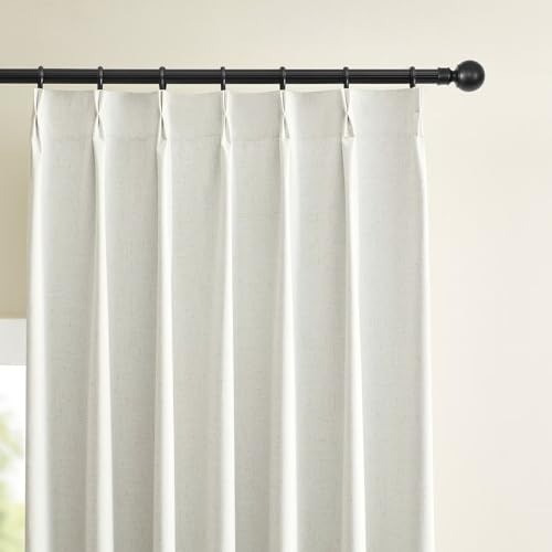 Stylish Pinch Pleat Blackout Curtains – 2 Panel Set, 40”W x 96”L, Ivory