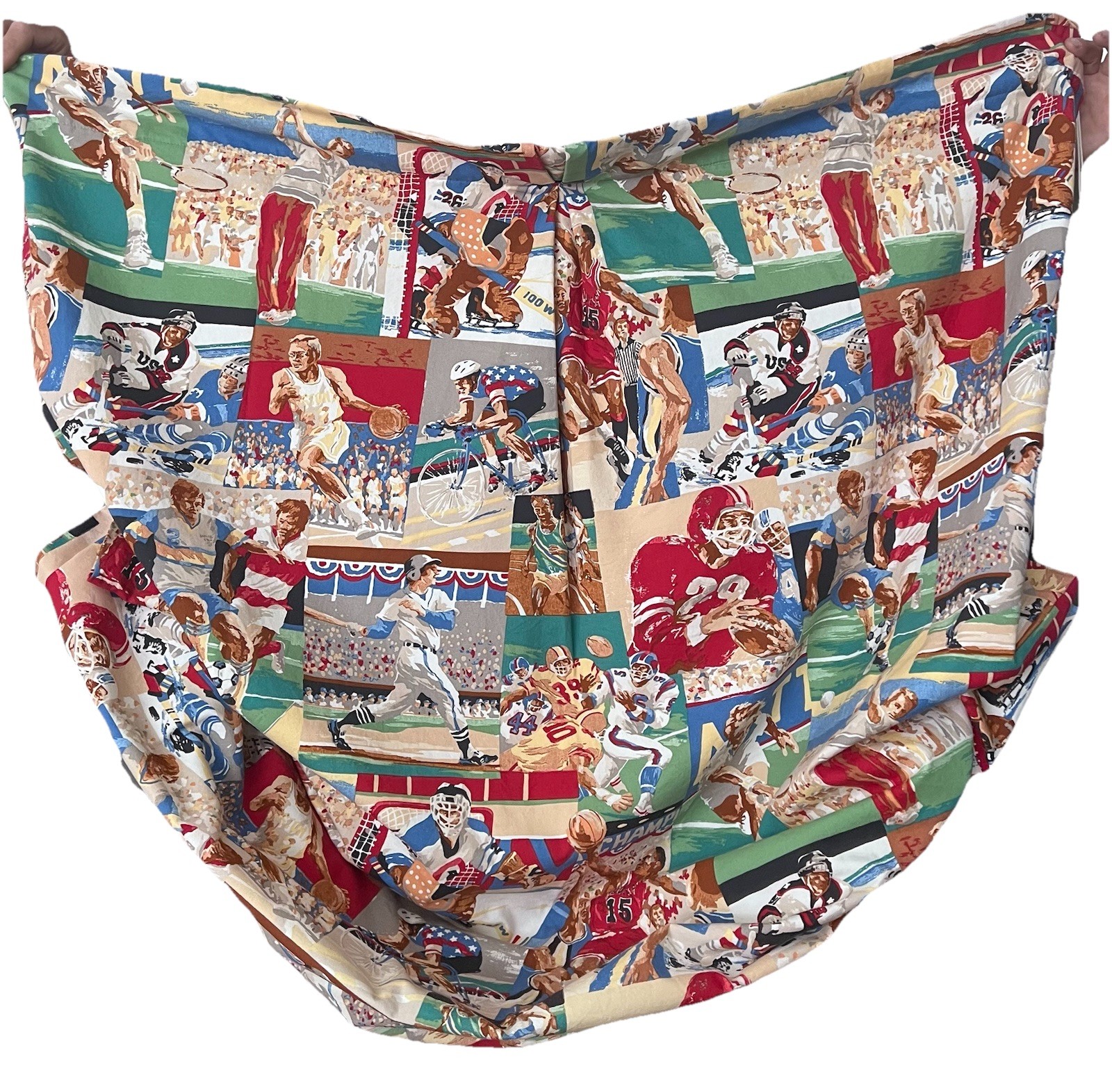 THIS END UP Boys-Sports Theme Window Curtain/Roman Shade 45″W 62″L MINT