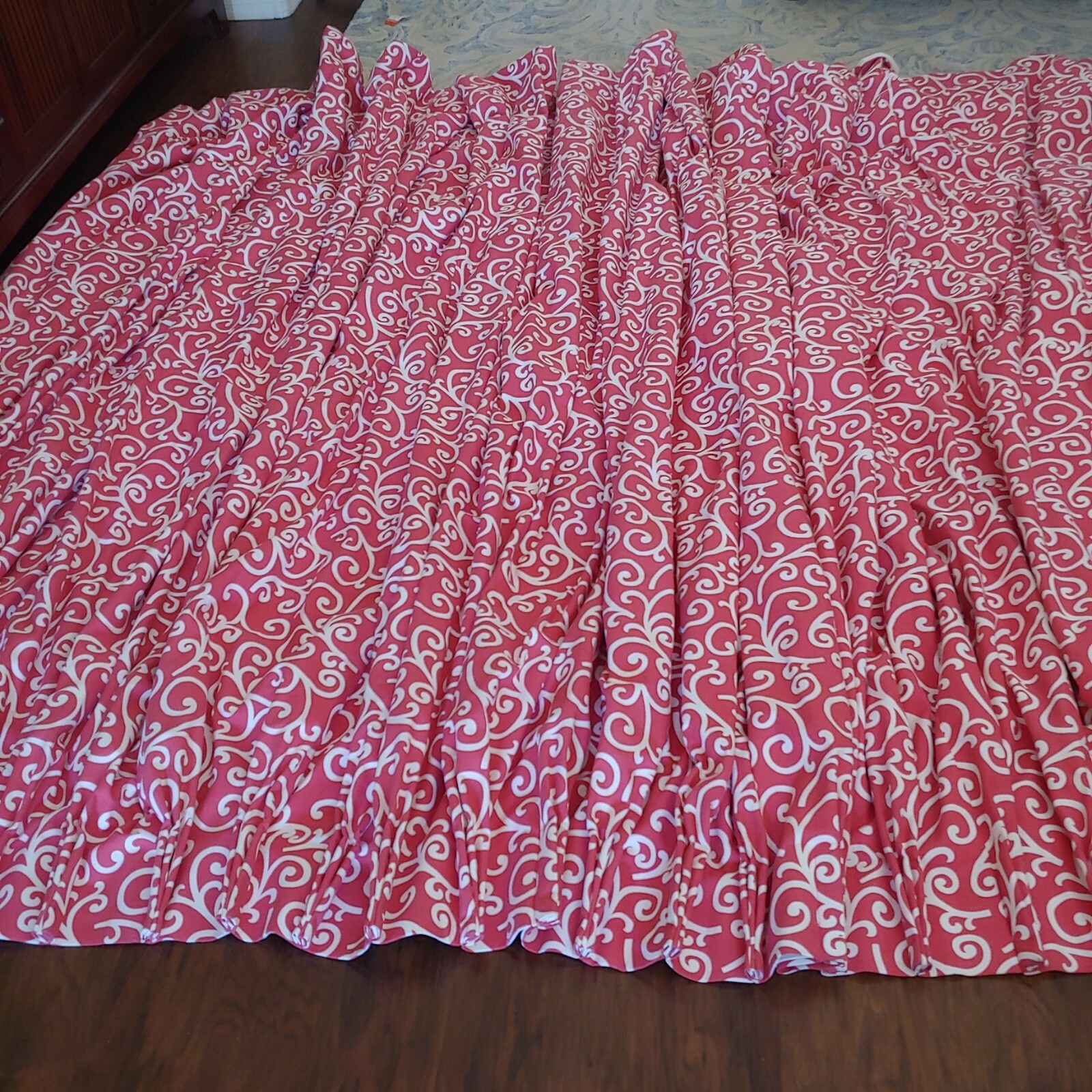 1pc Custom Theatre Glass Slider Door Thick Drape Curtain 9 ft Pink & White