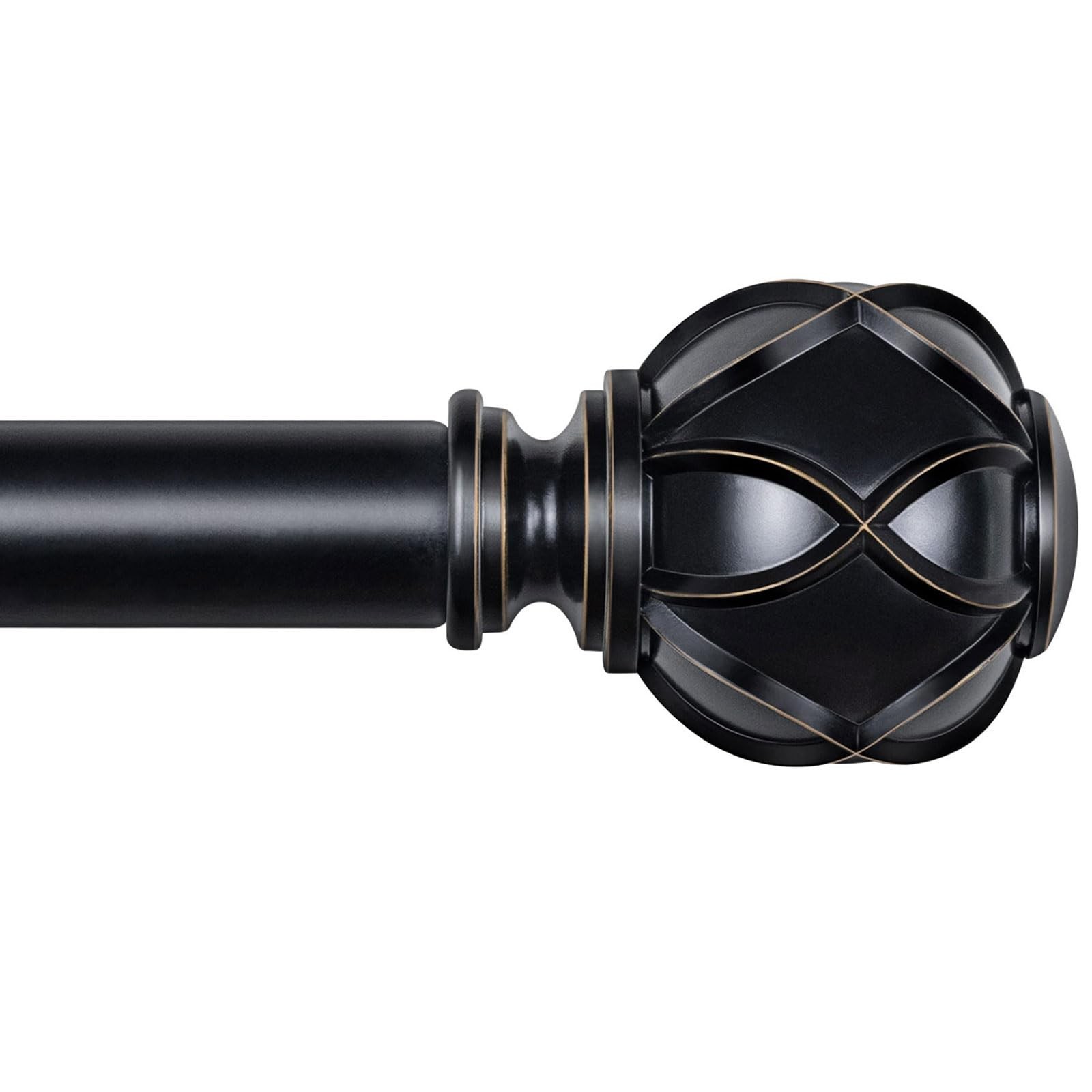 KAMANINA Black Heavy-Duty Rod: 72-144″ Adjustable, Netted Finials, 7/8″