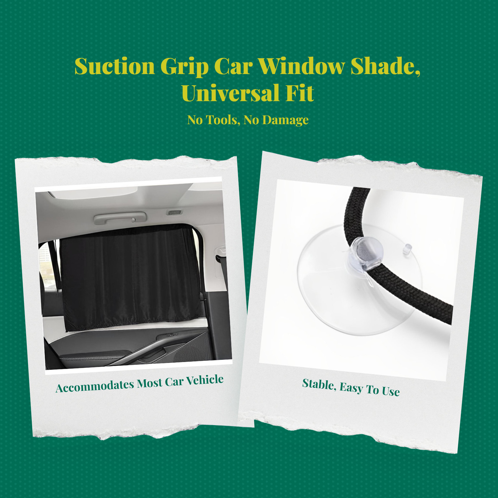 Car Window Shade, Opaque Privacy Screen, Suction holder Installation, Sun