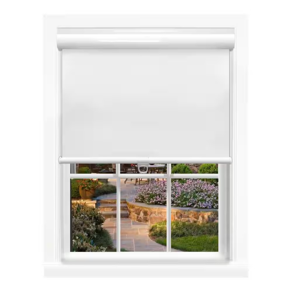 Glide N’ Go White Cordless Room Darkening Blackout Vinyl Roller Shade-44 In. W X