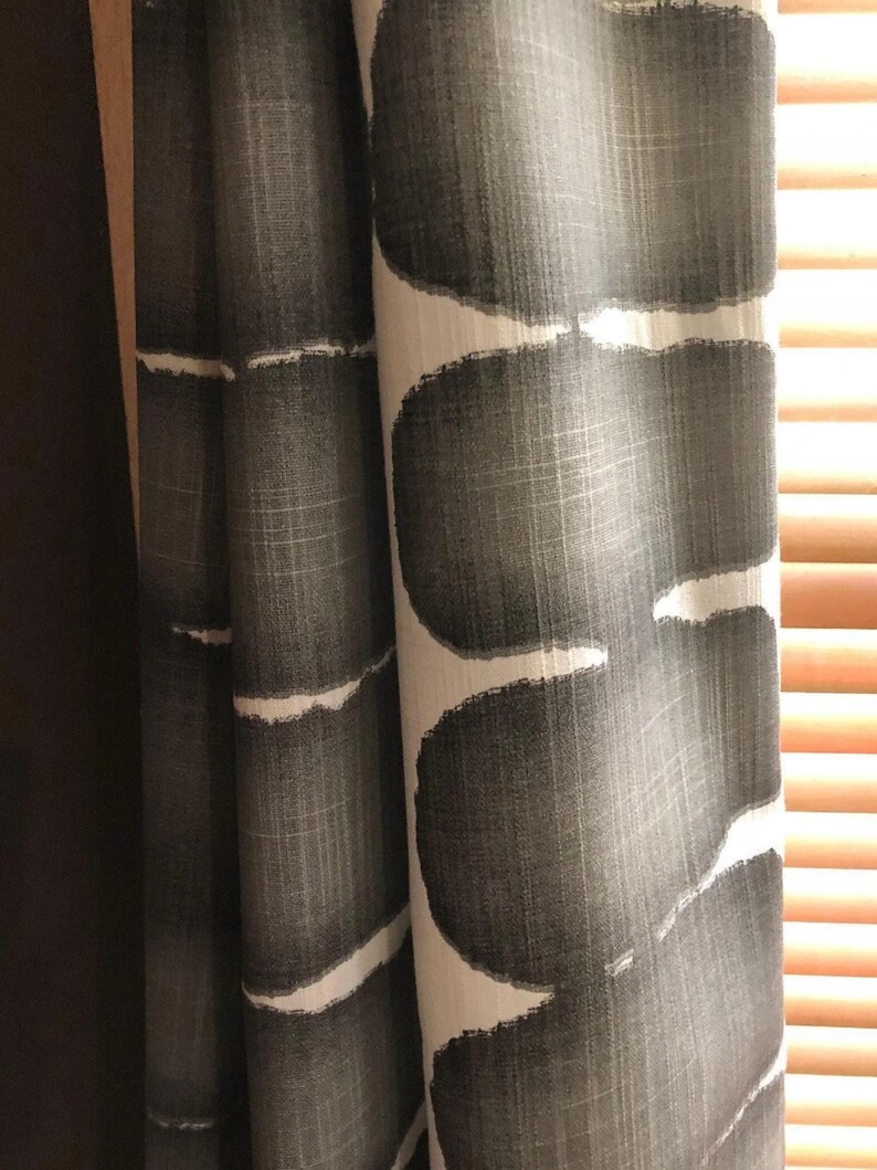 Curtains Made in USA, Shibori Dot Grey Charcoal Black, Medium Weight Cotton Slub