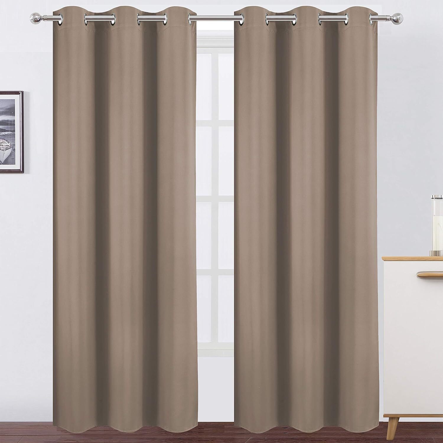 LEMOMO Cappuccino Thermal Blackout Curtains/38 x 84 Inch/Set of 2 Panels Room Da